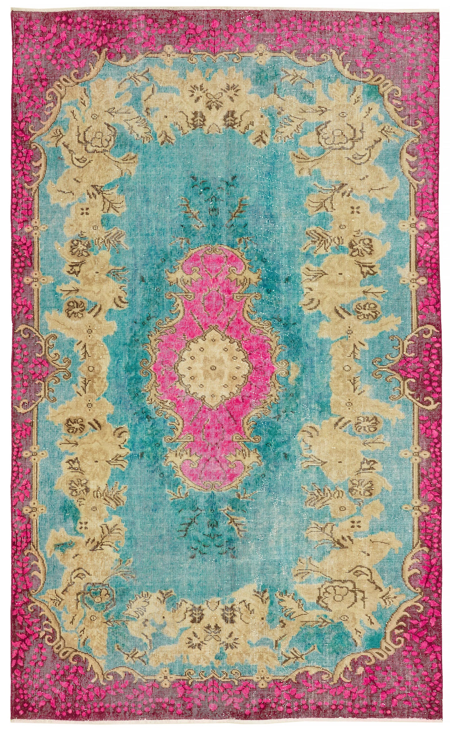 5x9 Vintage Hand-Carved Turkish Rug - 47116