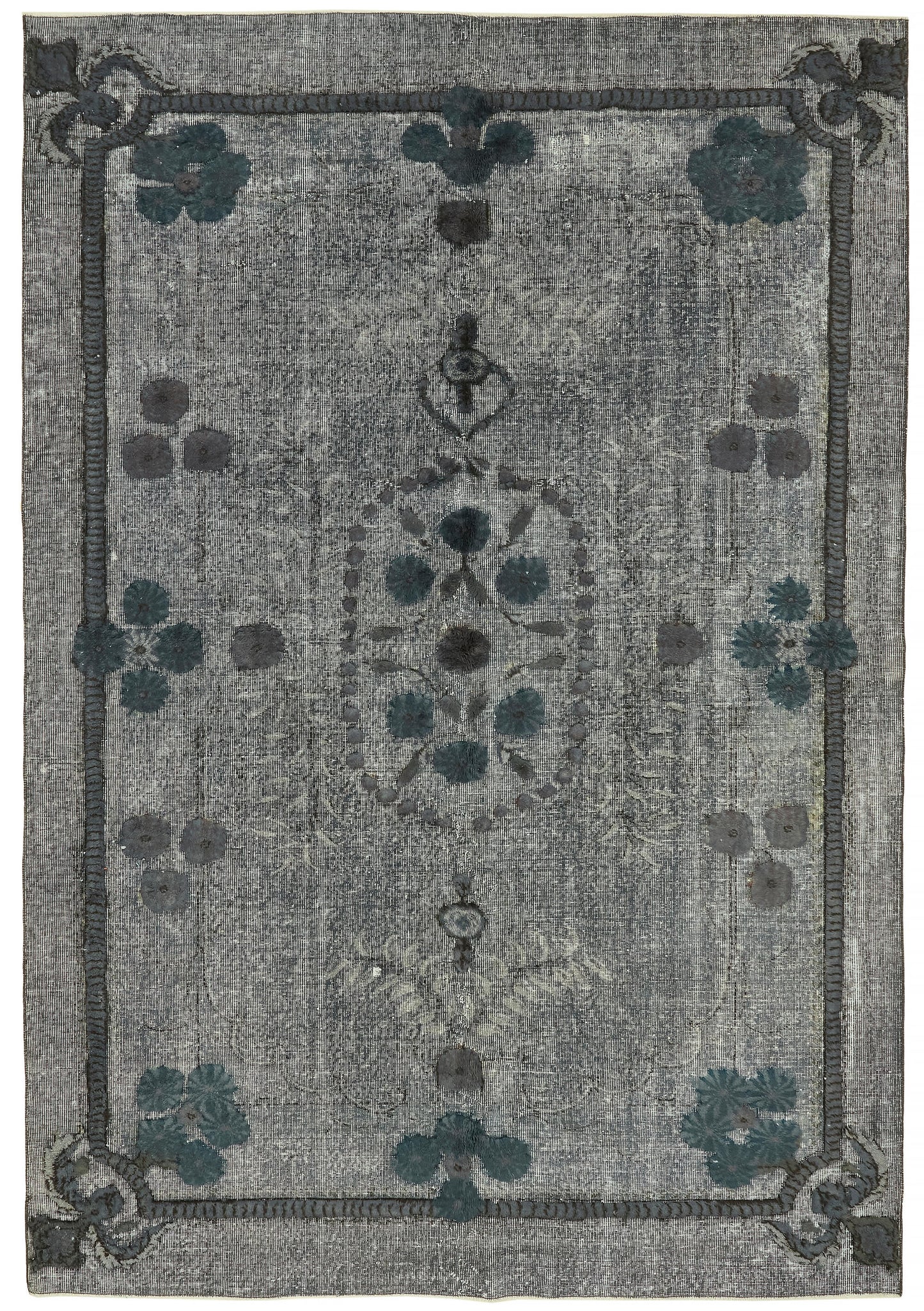 7x10 Vintage Hand-Carved Turkish Rug - 47132