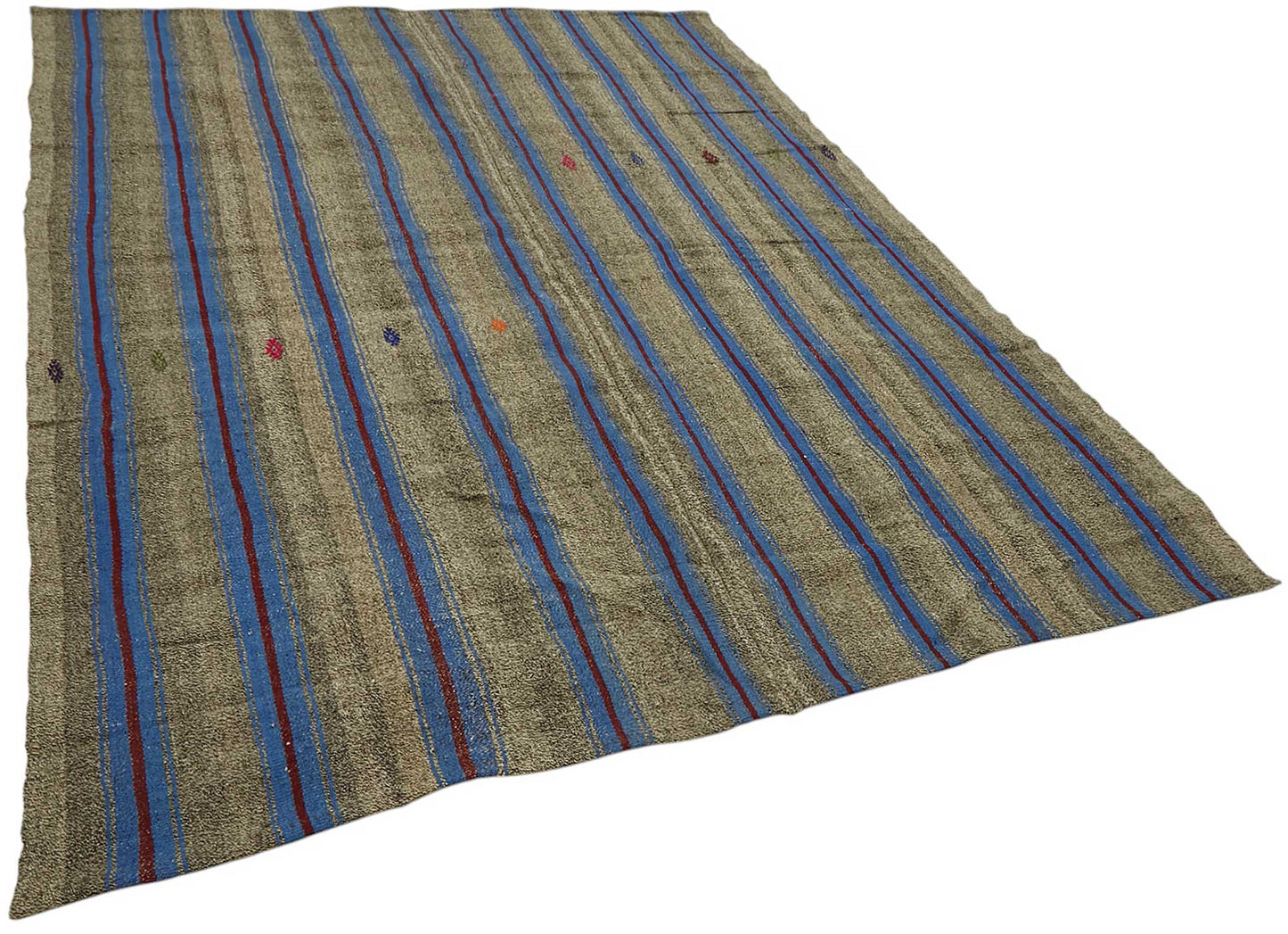 7x10 Blue Vintage Turkish Kilim Rug - 47249