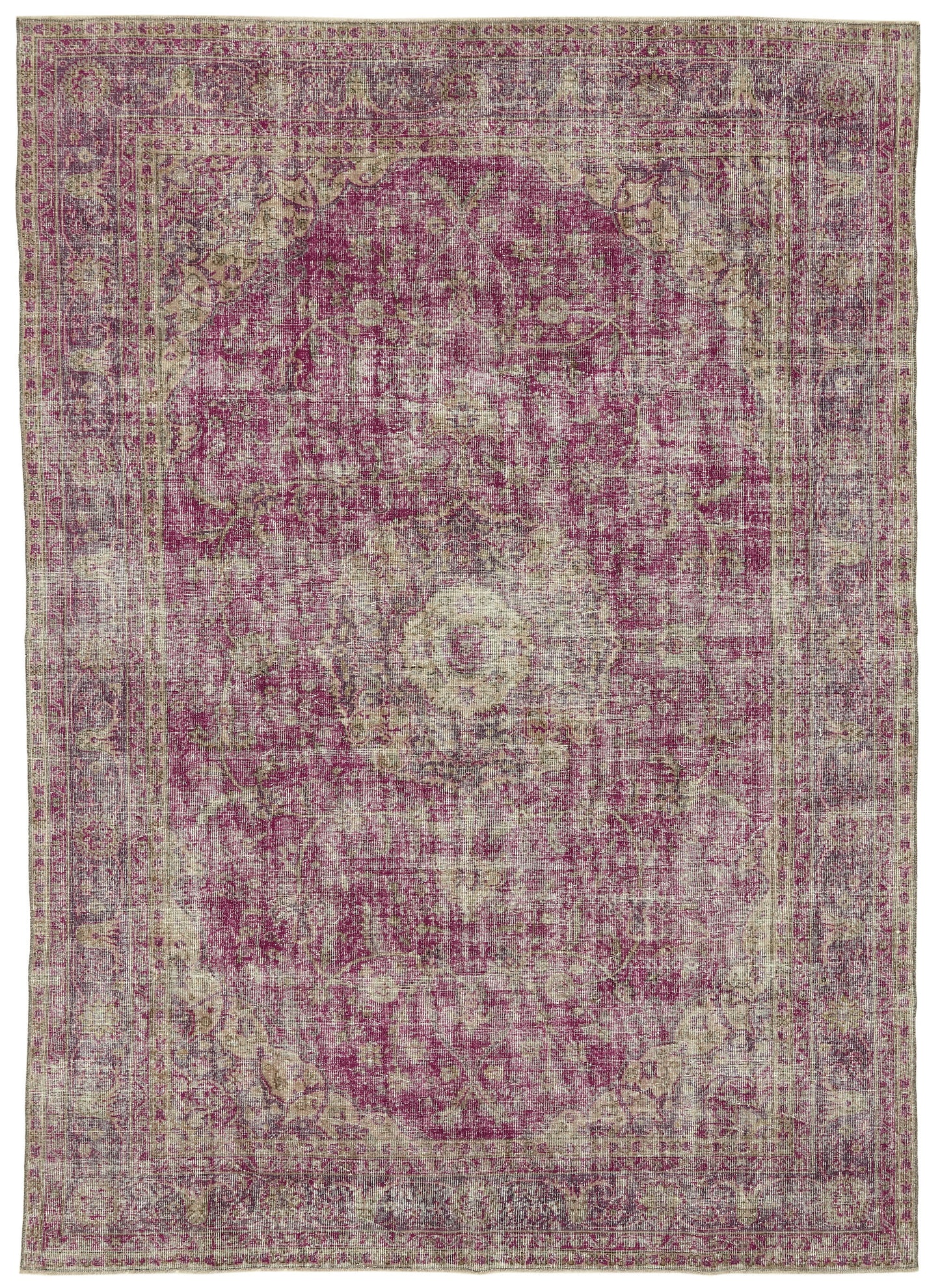7x10 Hand-Knotted Turkish Vintage Rug - 47339