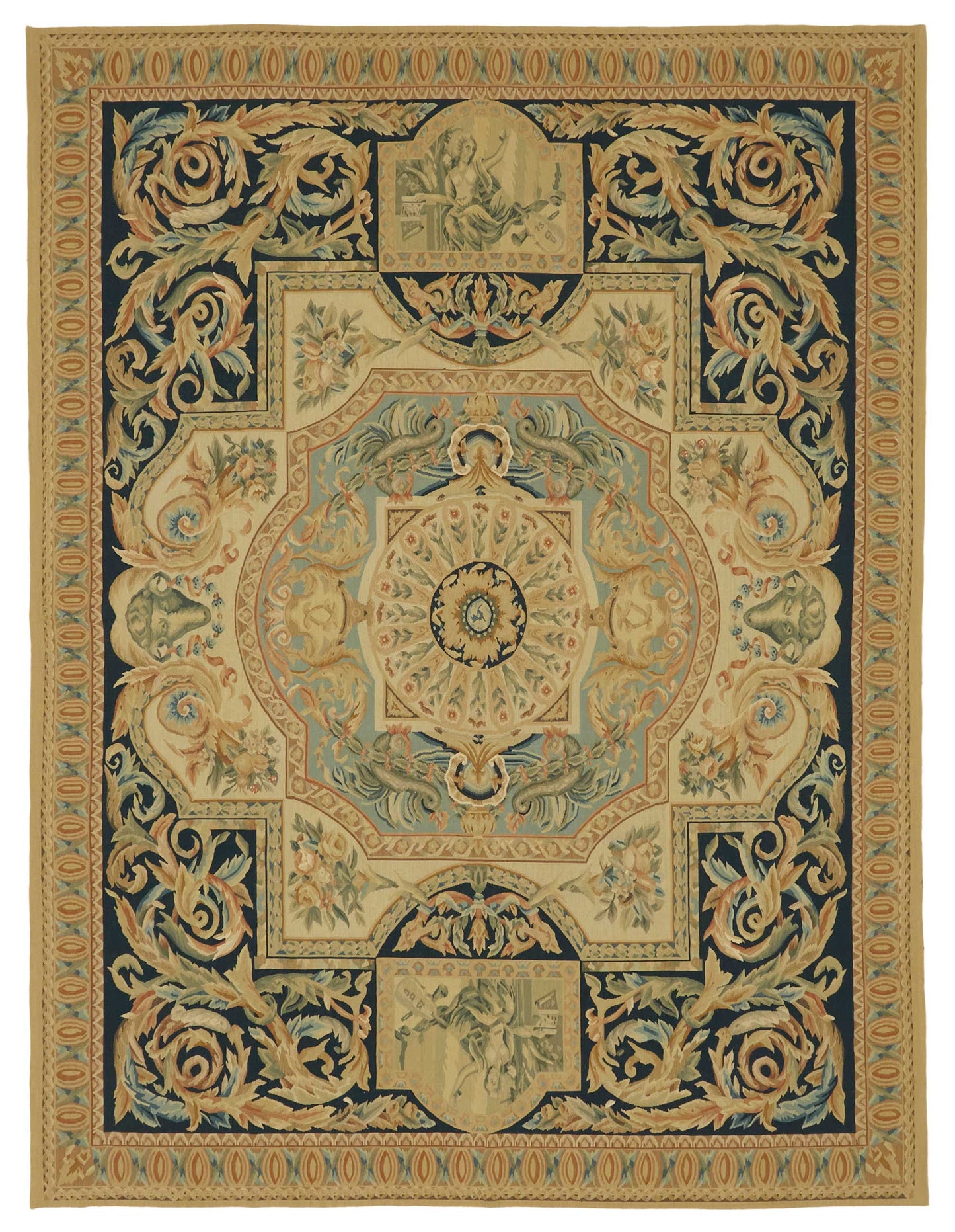 8x10 Floral Aubusson Kilim - 47423