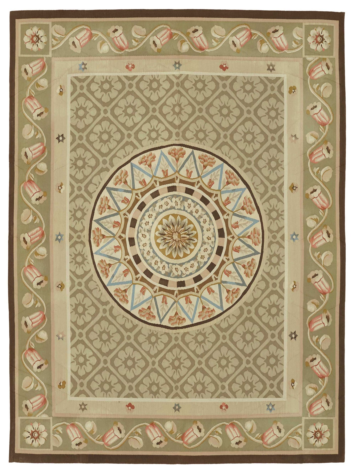 7x9 Floral Aubusson Kilim - 47438