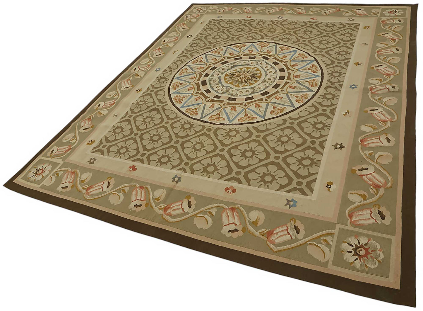7x9 Floral Aubusson Kilim - 47439