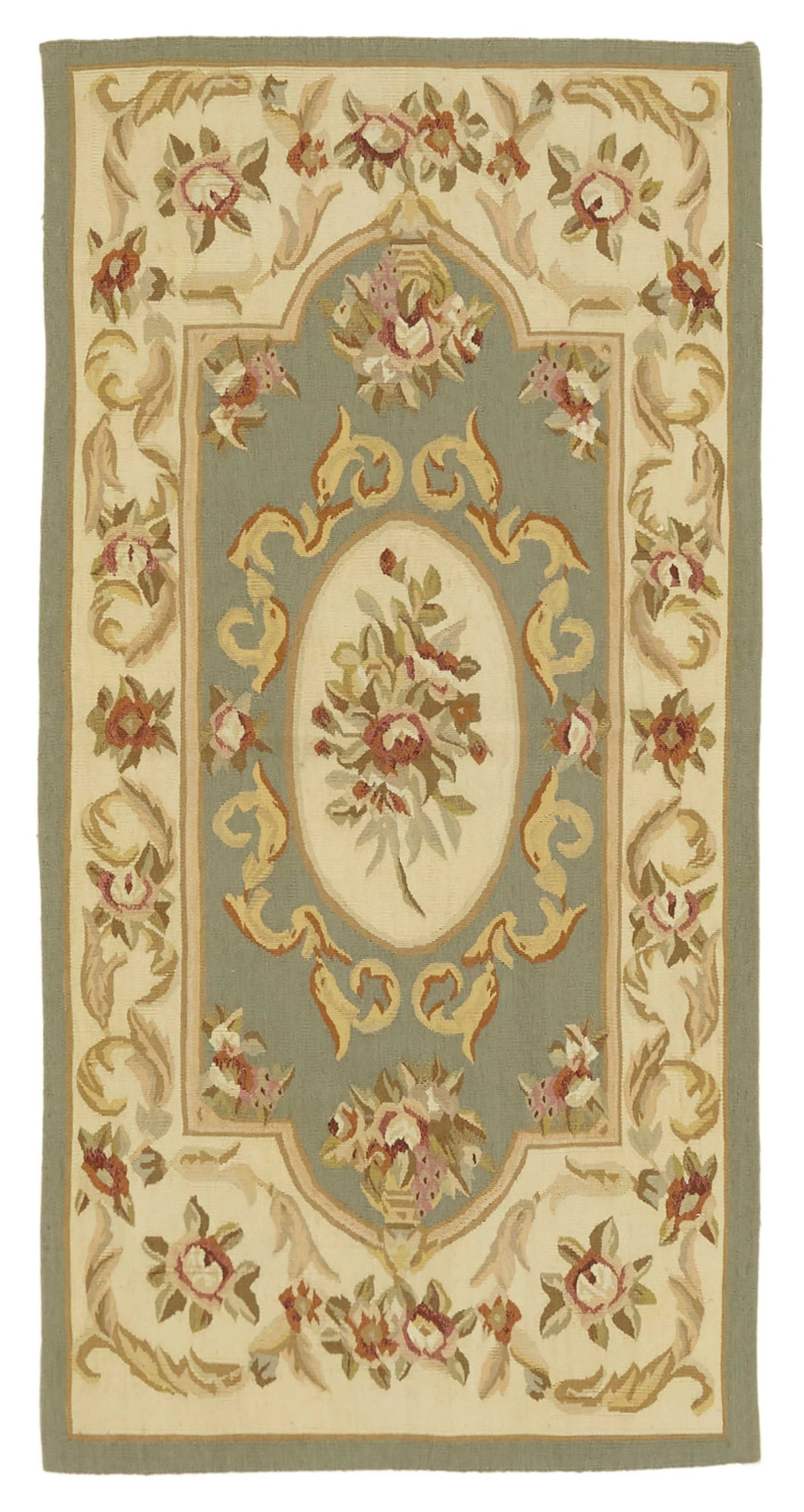 2x5 Floral Aubusson Kilim - 47446