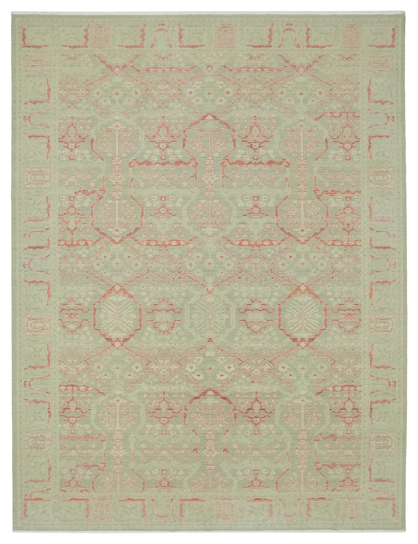 9x12 Hand-Knotted Wool Oushak Rug - 47773