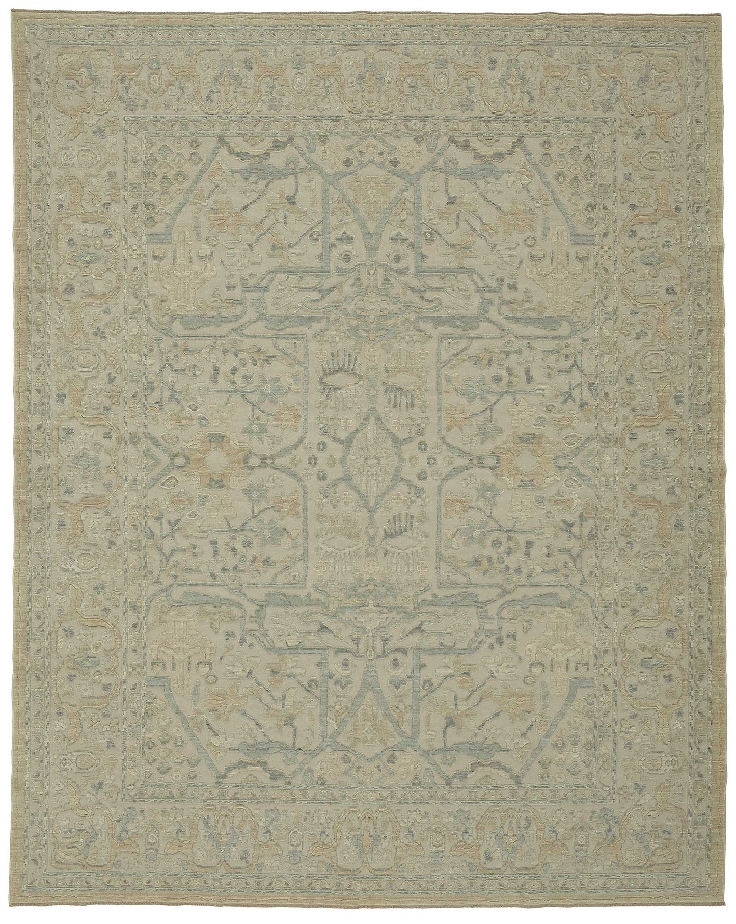 9x11 Hand-Knotted Wool Oushak Rug - 47792