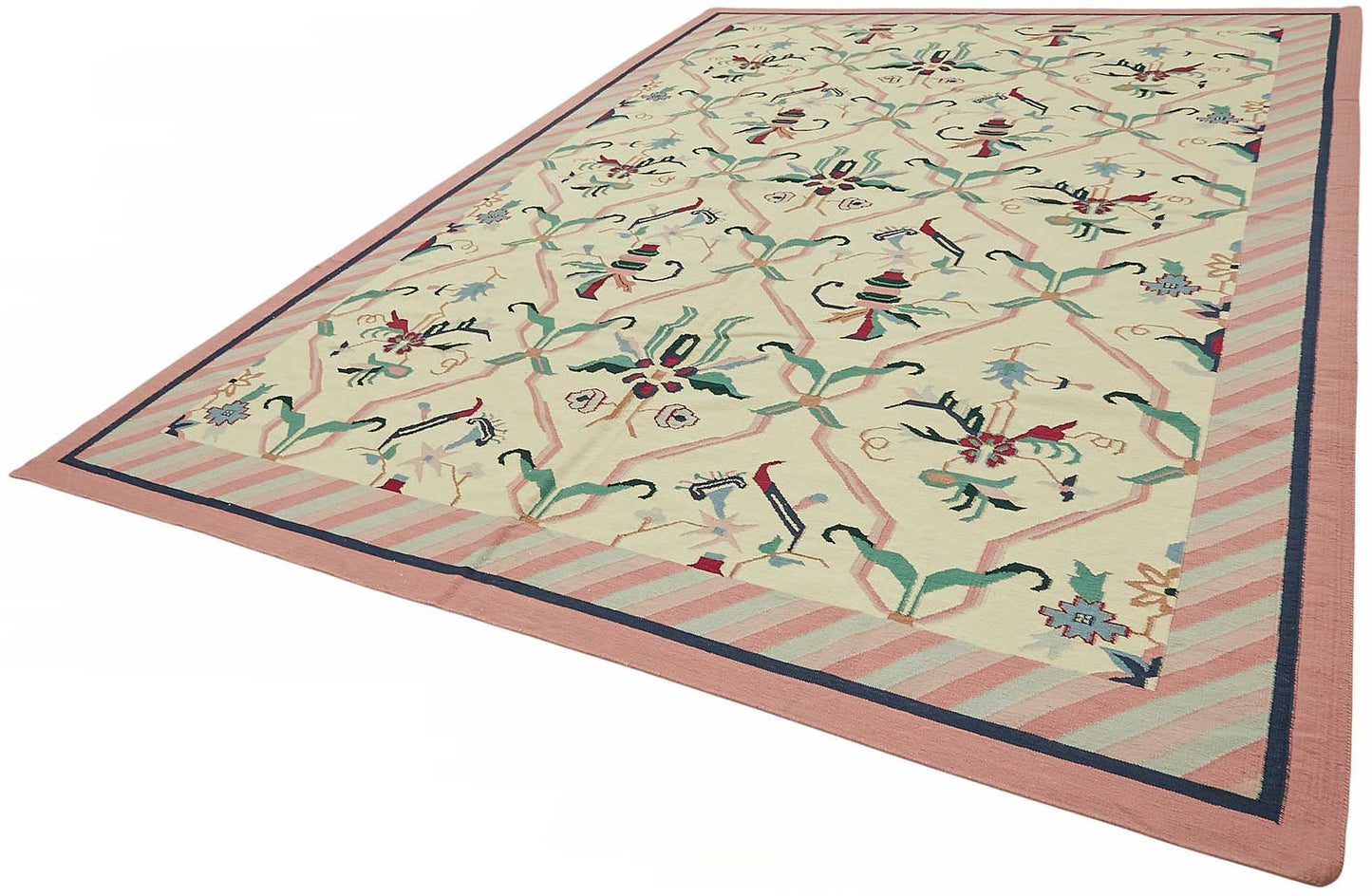10x13 Floral Dhurrie Kilim Rug - 48863