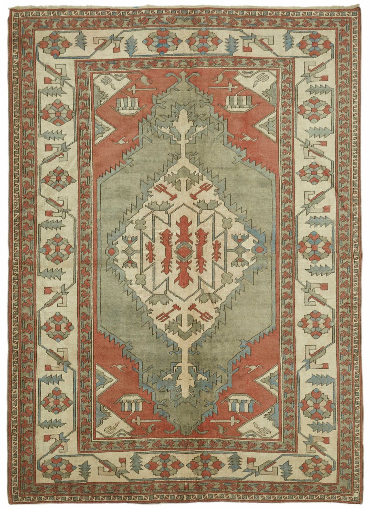 7x9 Hand-Knotted Wool Oushak Rug - 49091