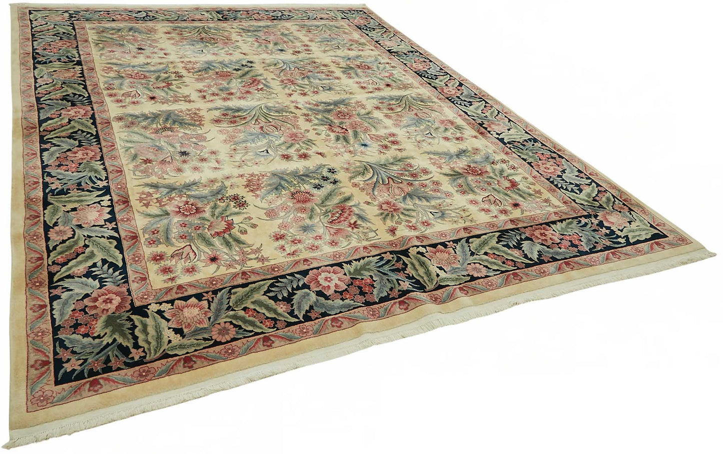 9x12 Beige Traditional Floral Oushak Rug - 49249