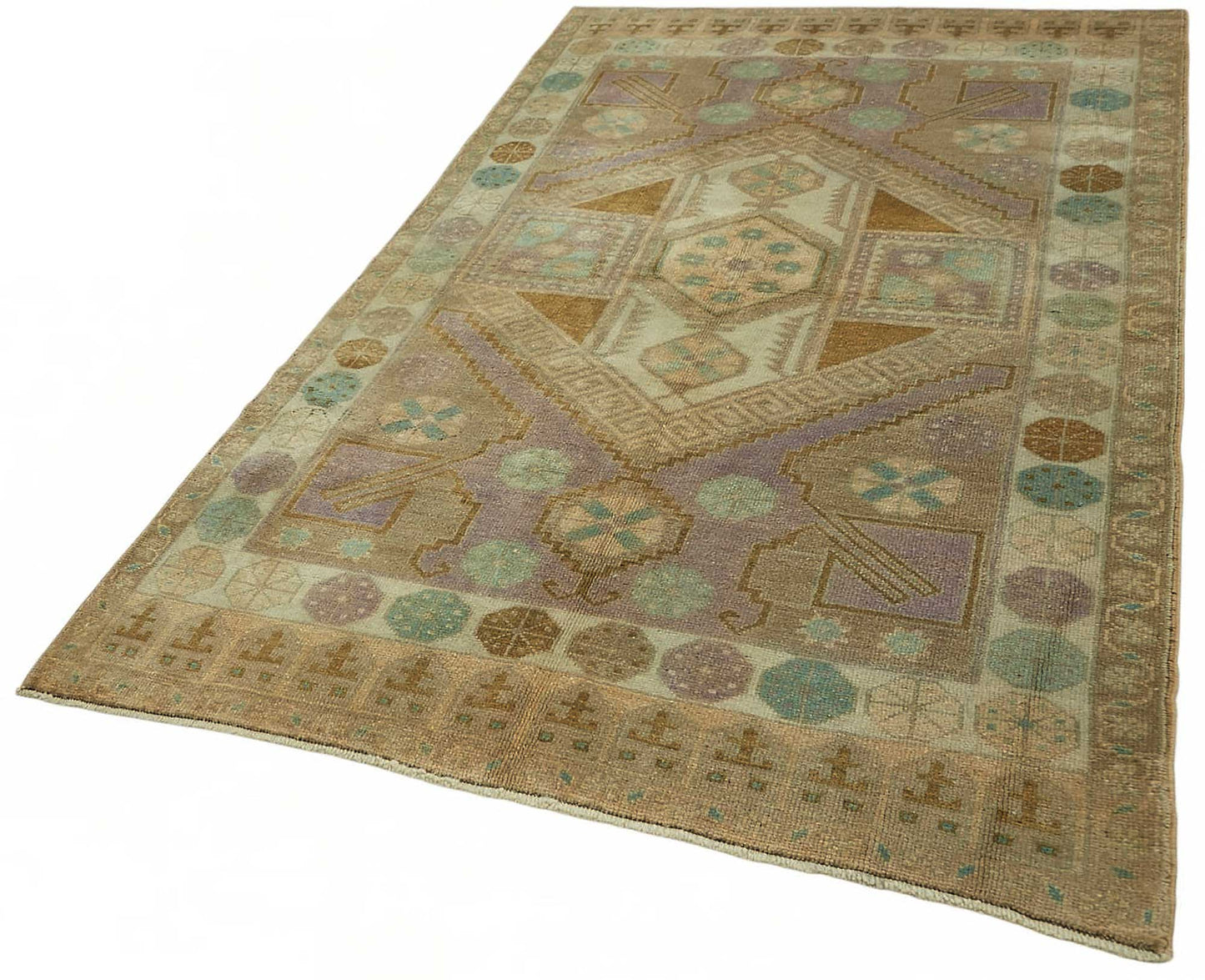 5x8 Beige Vintage Anatolian Rug - 49376