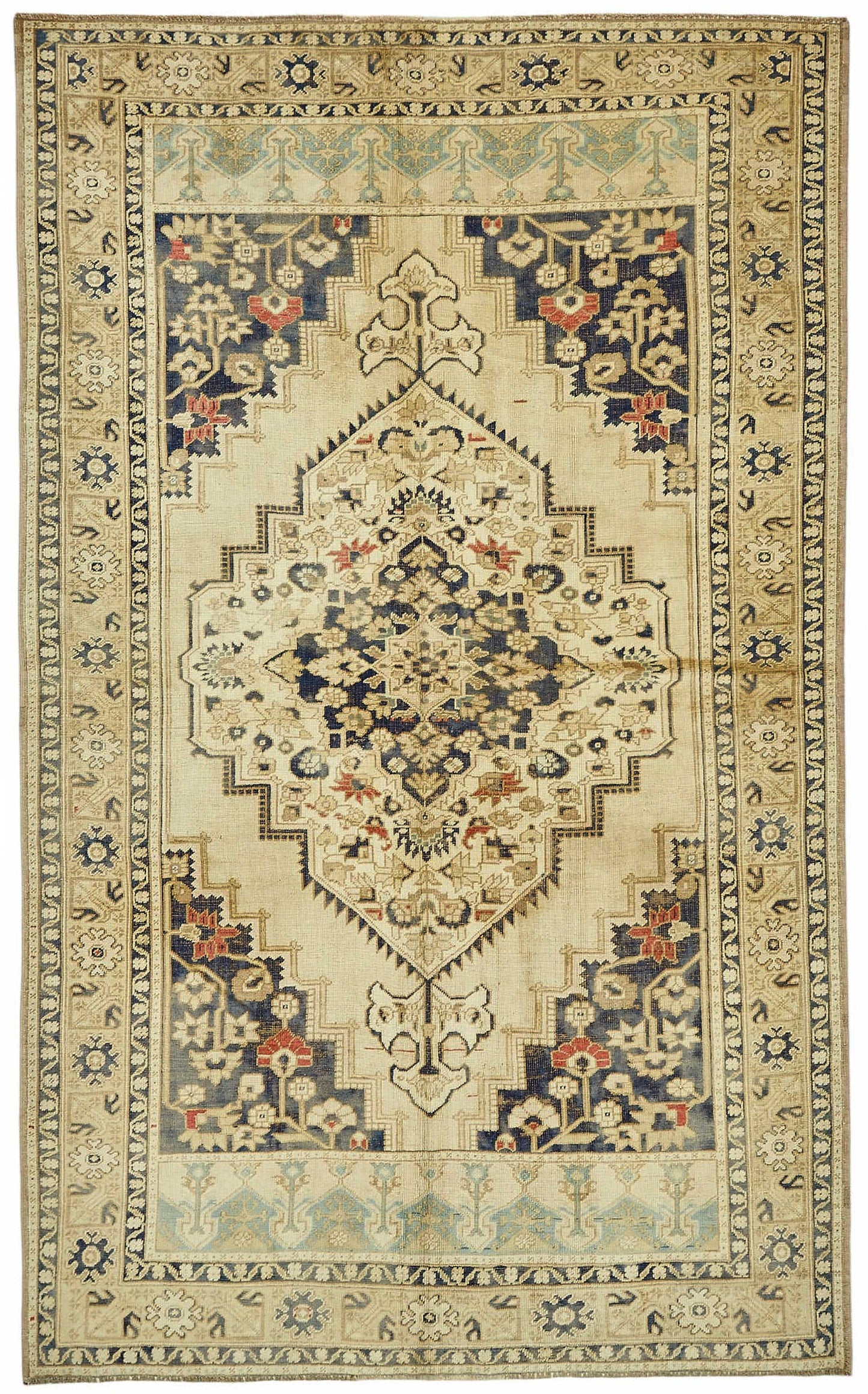 6x9 Beige Vintage Anatolian Rug - 49383