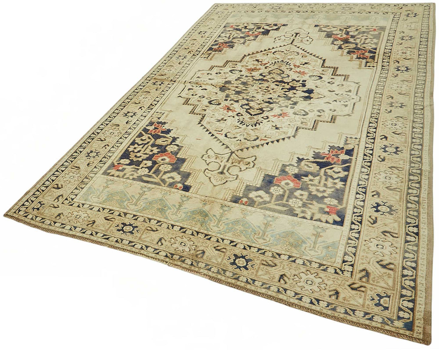 6x9 Beige Vintage Anatolian Rug - 49383