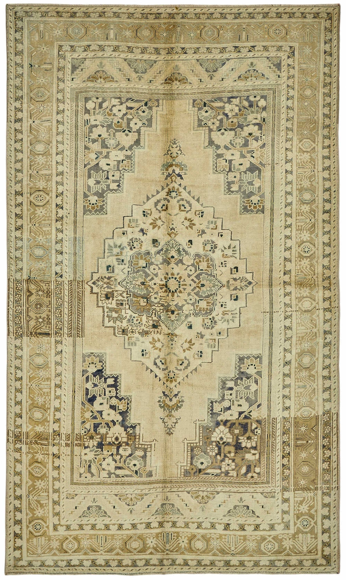 6x10 Beige Vintage Anatolian Rug - 49384