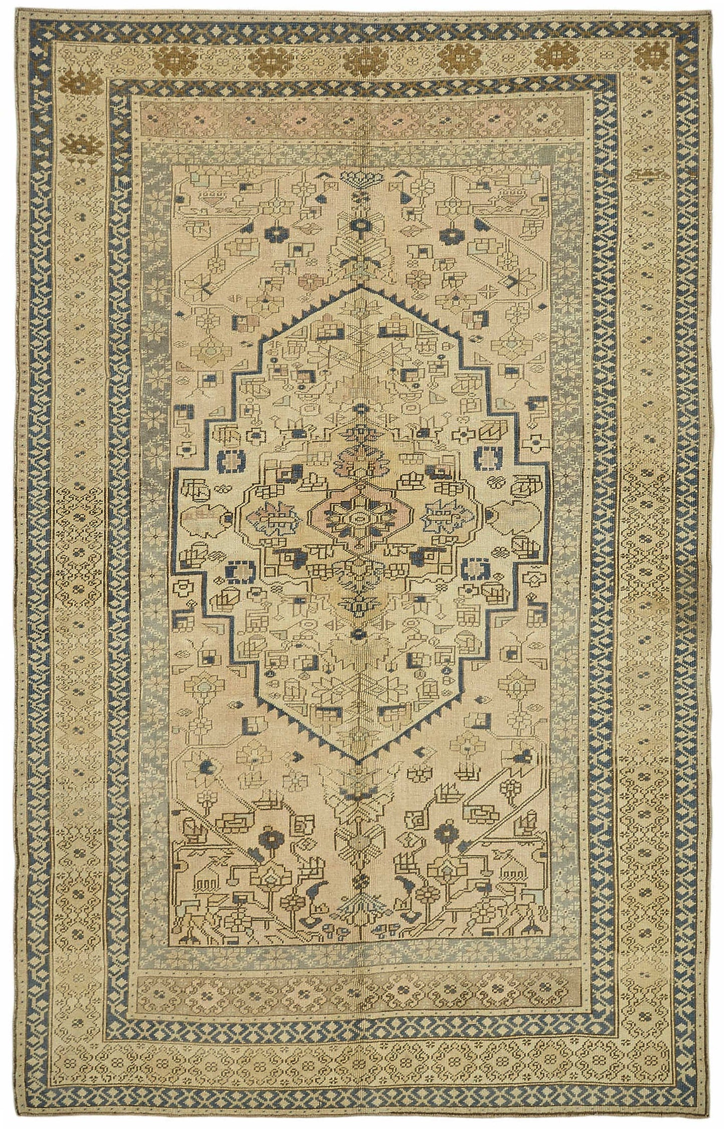 6x9 Beige Vintage Anatolian Rug - 49387