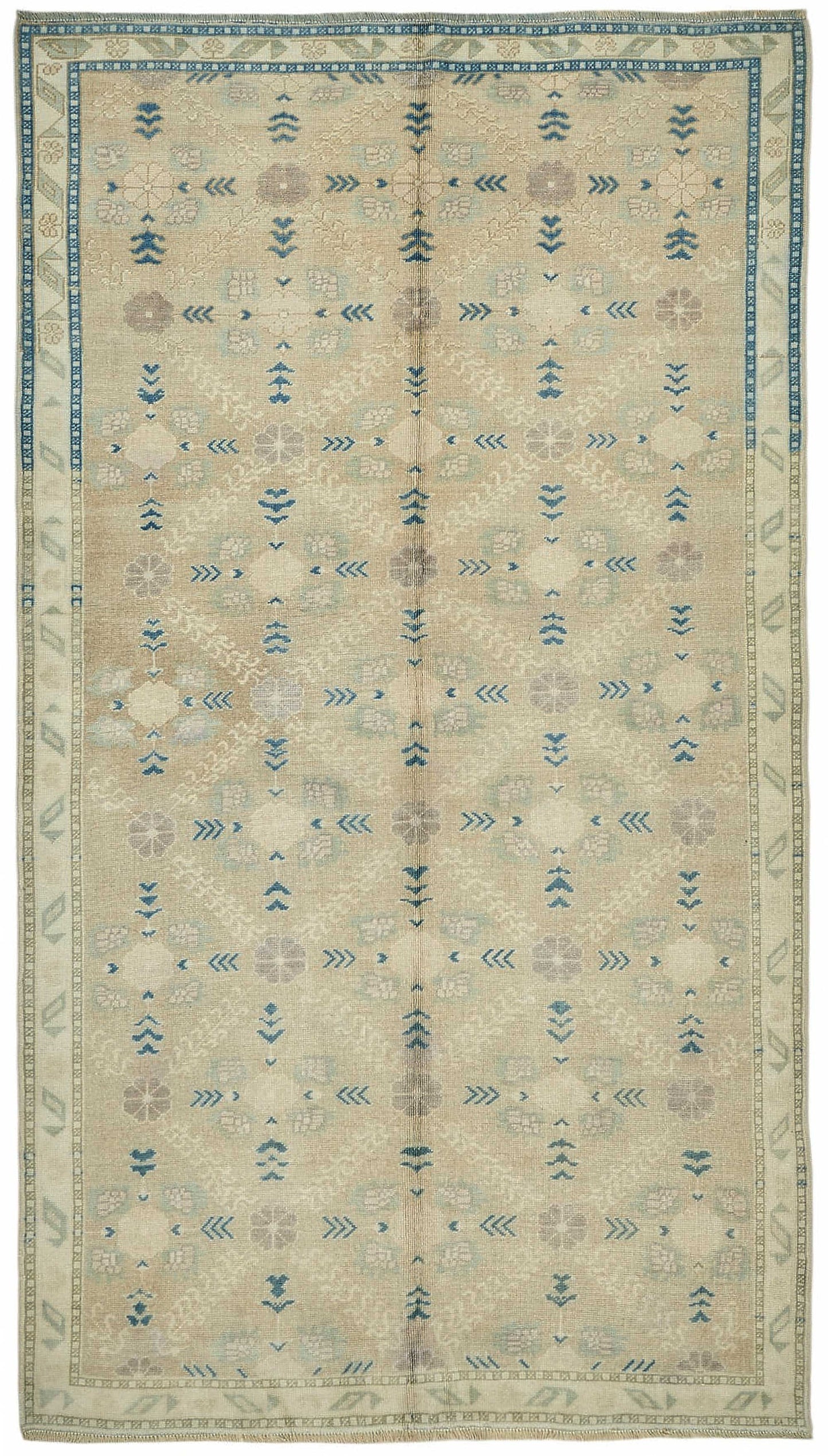 5x9 Beige Vintage Anatolian Rug - 49400