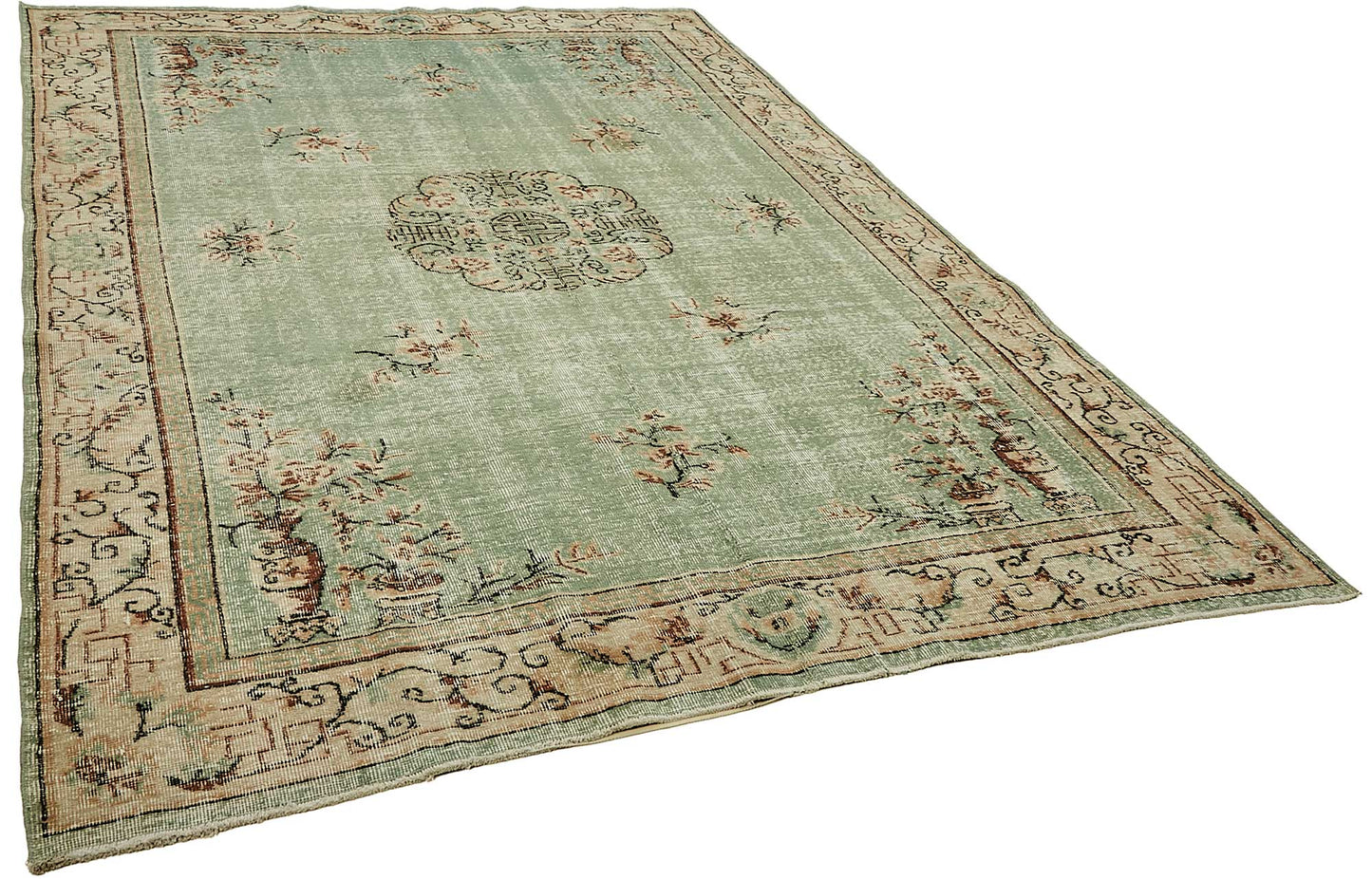 7x10 Hand-Knotted Turkish Vintage Rug - 49675