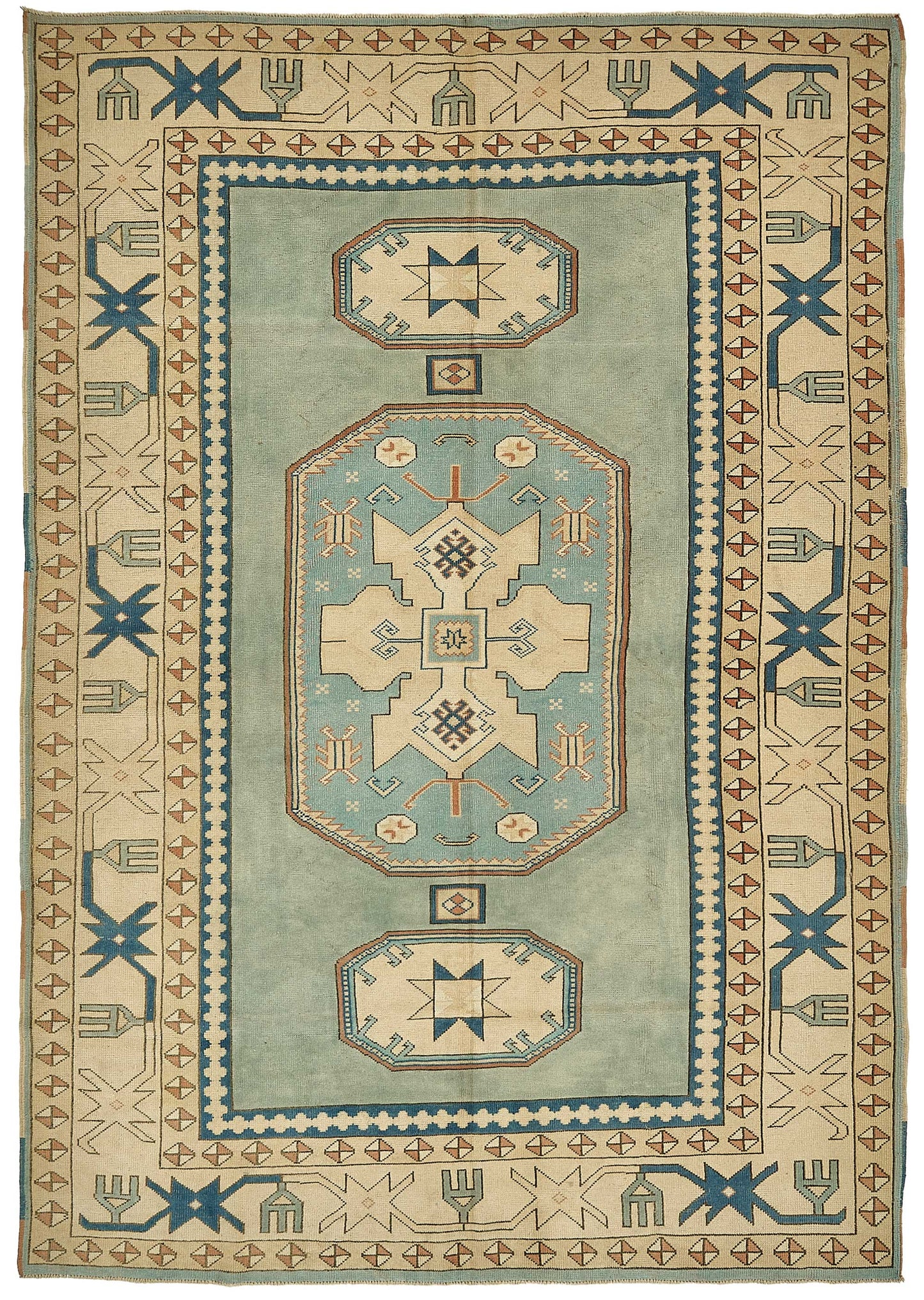 7x10 Beige Handmade Oriental Rug - 49792