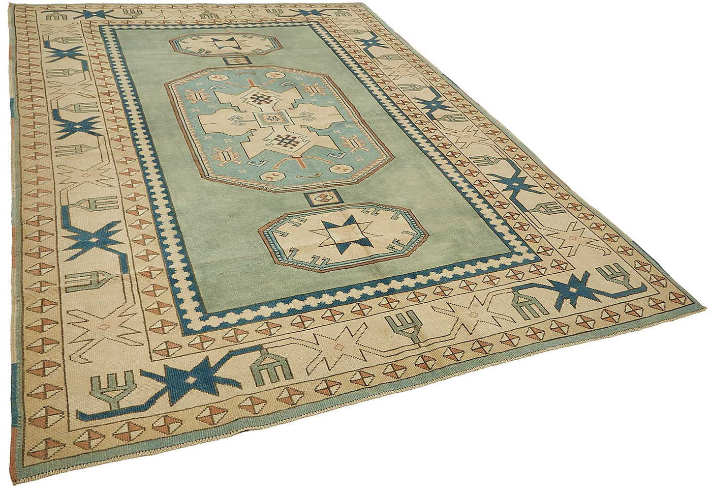 7x10 Beige Handmade Oriental Rug - 49792