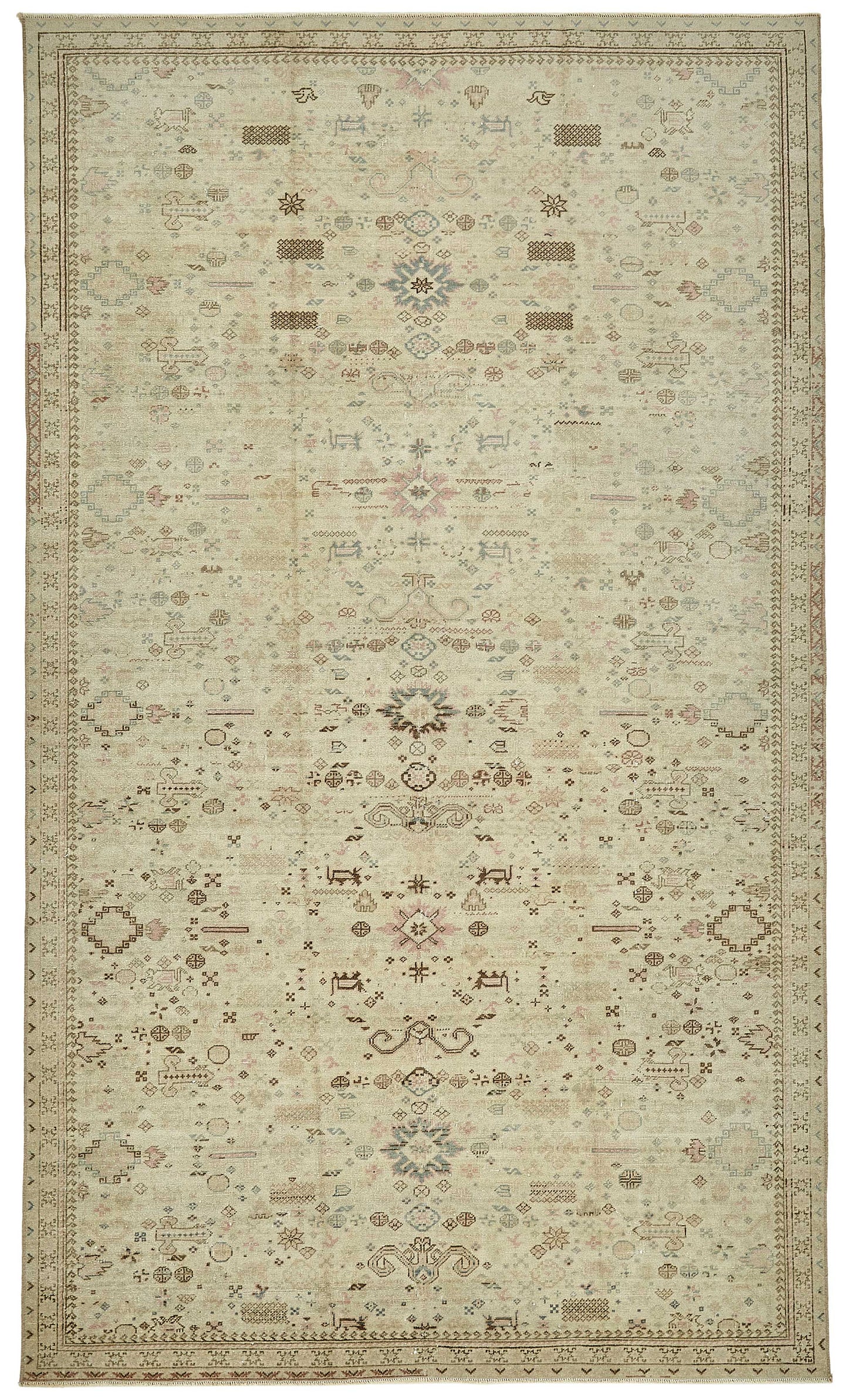 5x8 Beige Handmade Oriental Rug - 49793