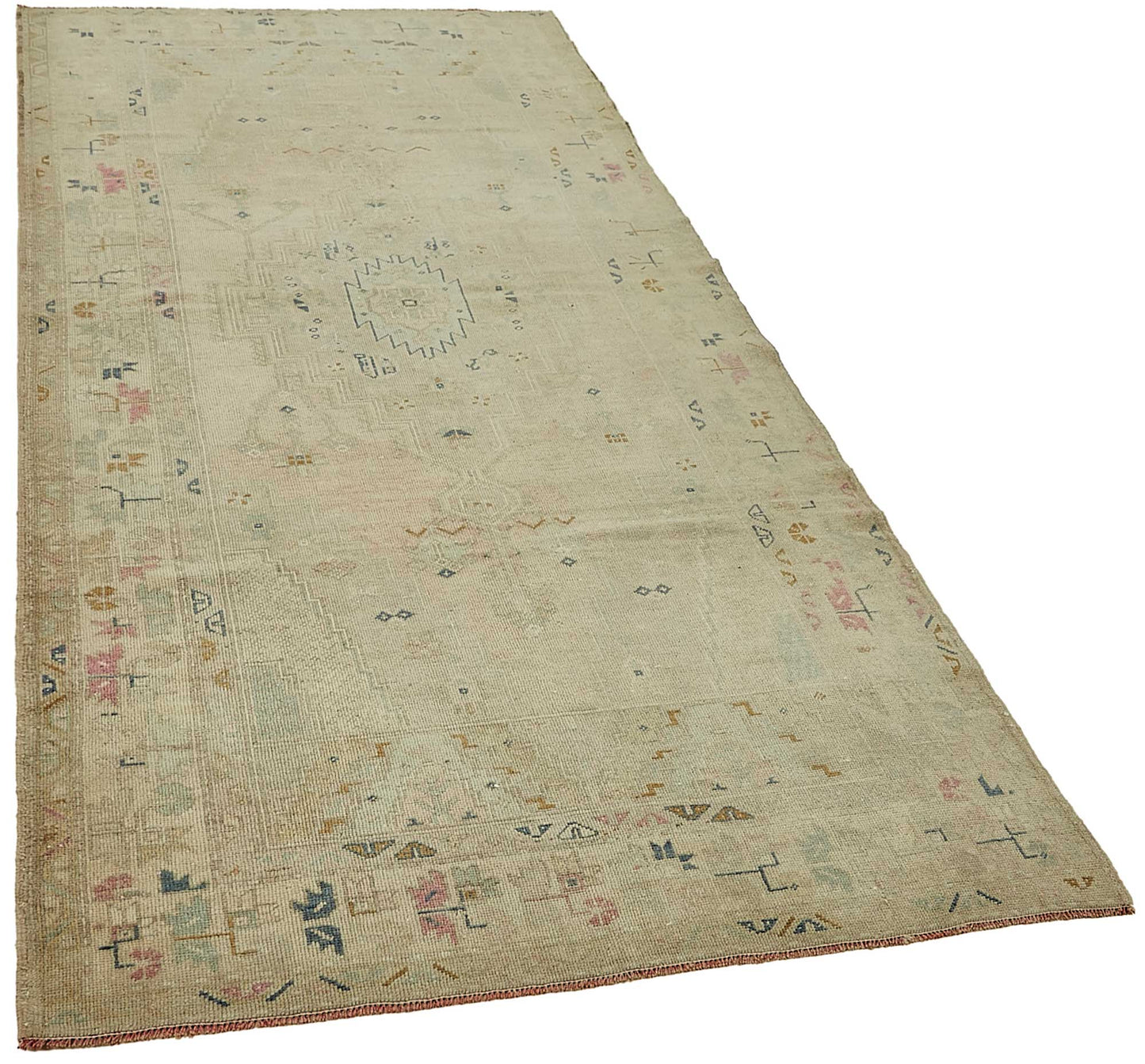 4x9 Beige Handmade Oriental Rug - 49822