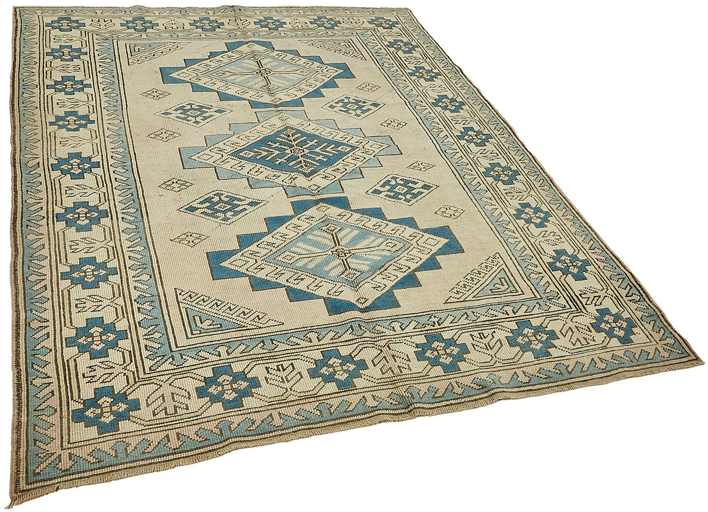 6x7 Beige Handmade Oriental Rug - 49916