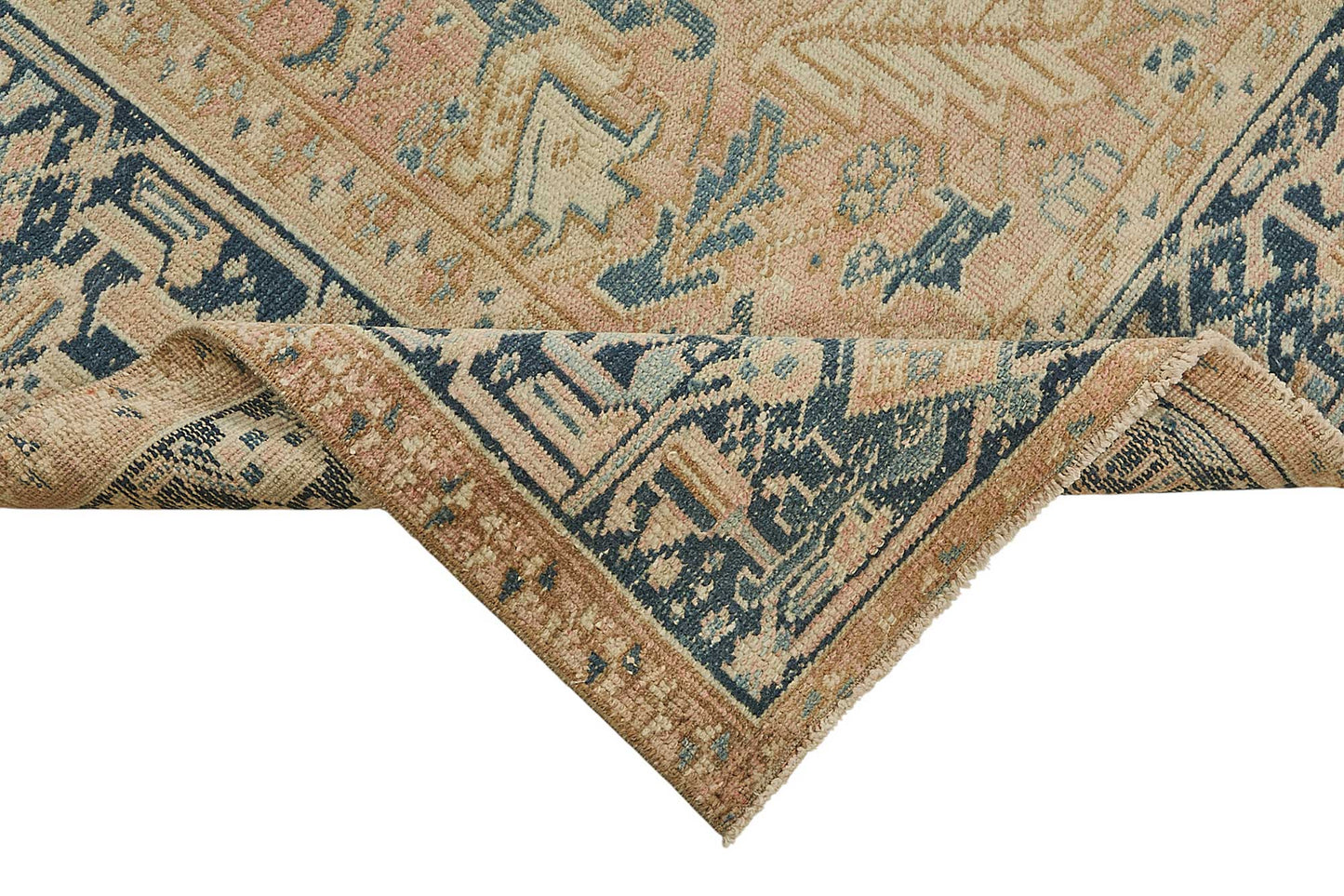 7x10 Beige Antique Persian Heriz Rug - 50041
