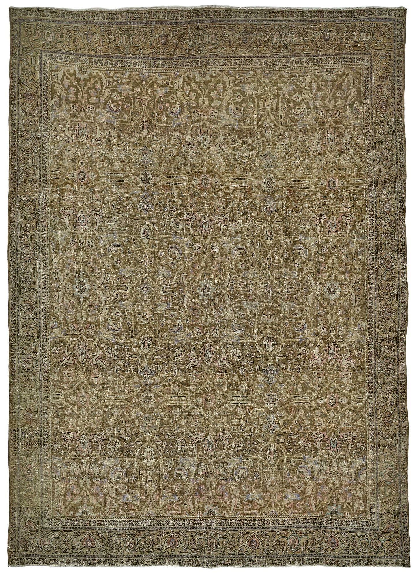7x9 Beige Antique Persian Bijar Rug - 50113