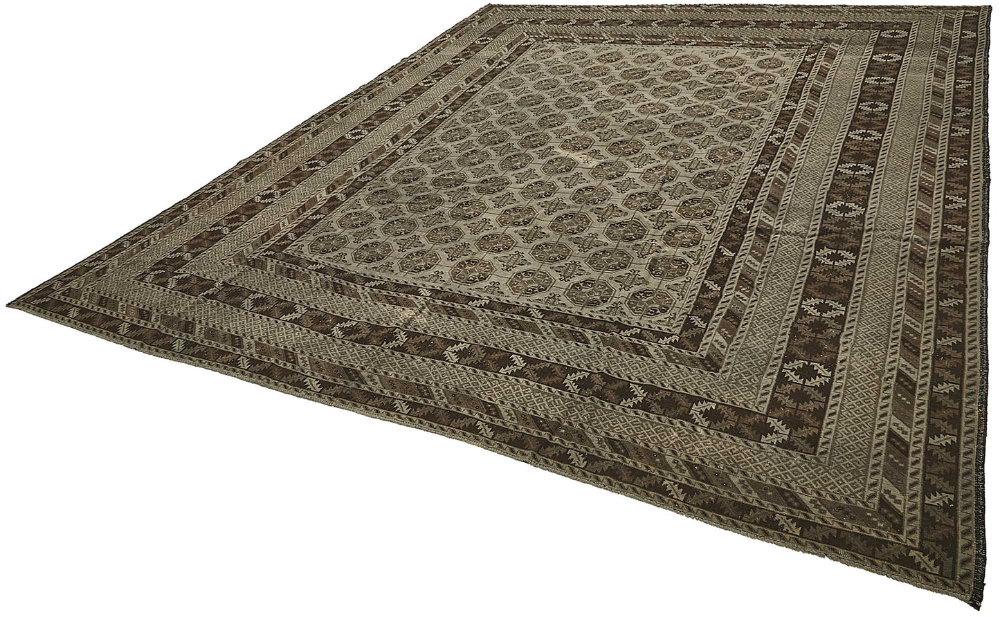 10x13 Beige Antique Ensari Turkmen Rug - 50132