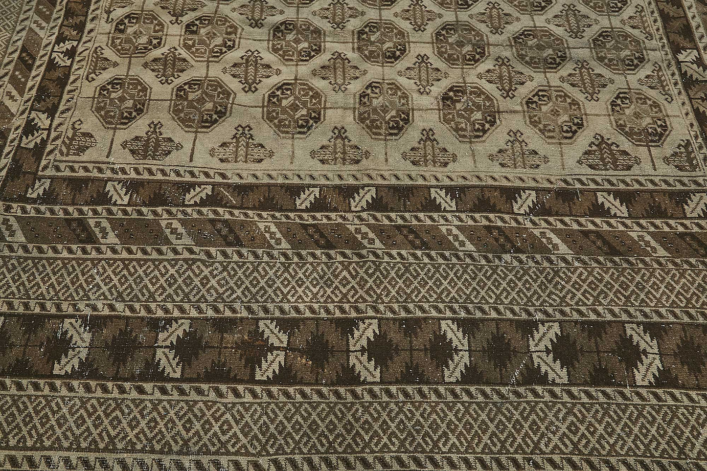 10x13 Beige Antique Ensari Turkmen Rug - 50132