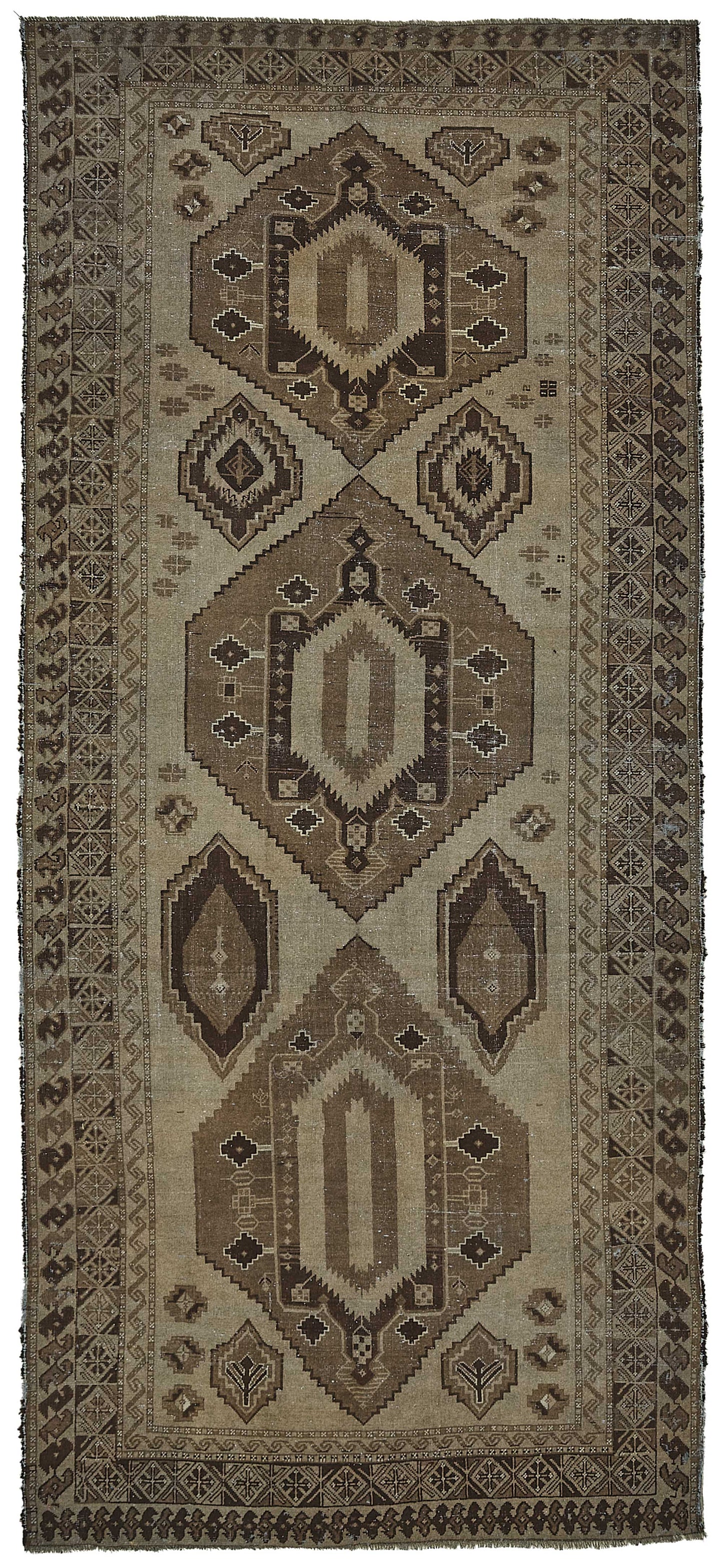 5x13 Beige Antique Ensari Turkmen Rug - 50133