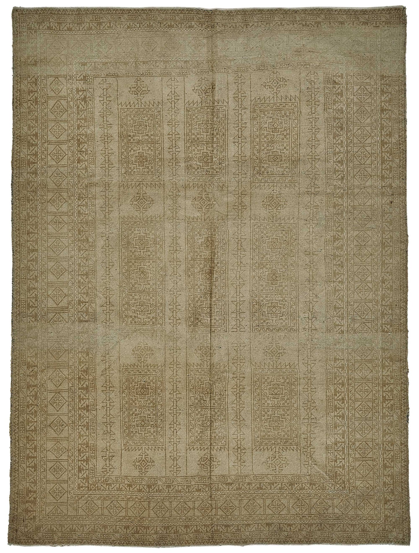 6x9 Beige Antique Afghan Kunduz Rug - 50139