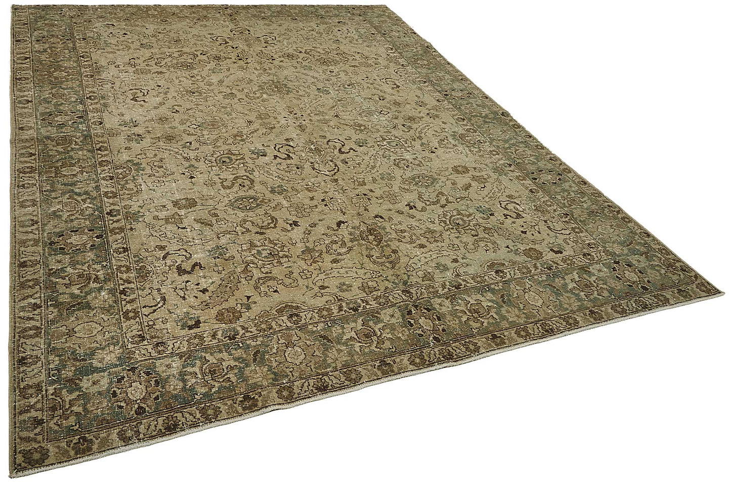 7x10 Beige Antique Persian Hamedan Rug - 50140