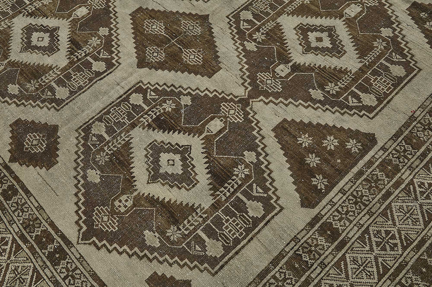 7x11 Beige Antique Afghan Ensari Rug - 50144