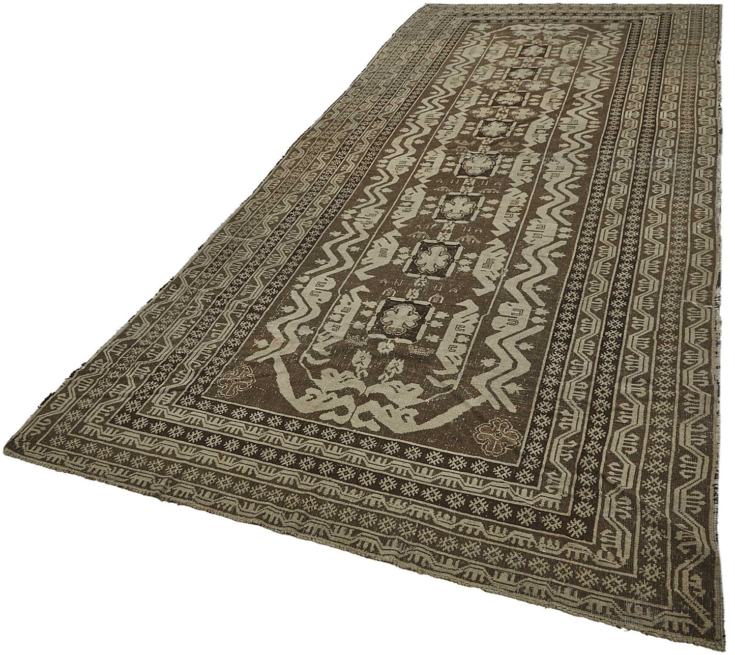 5x14 Beige Antique Caucasian Runner Rug - 50148