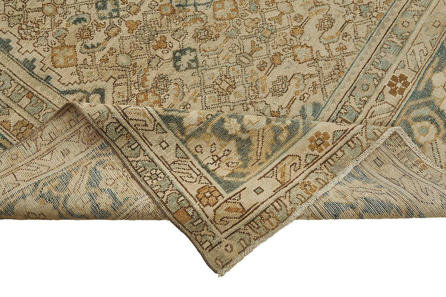 8x11 Beige Antique Persian Heriz Rug - 50152