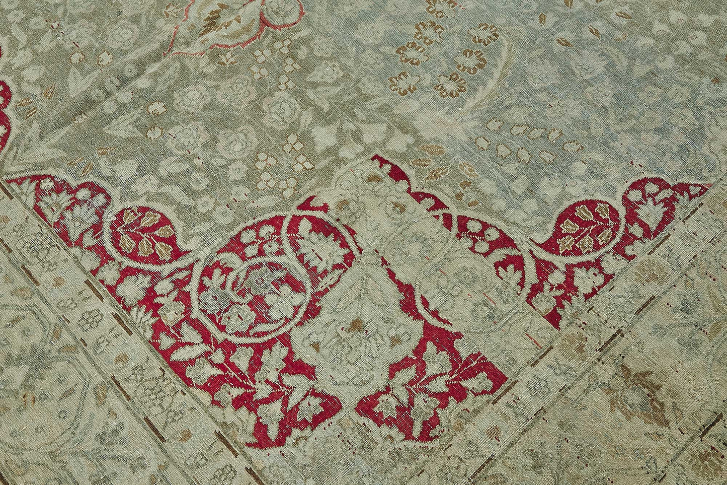 7x11 Beige Antique Persian Tabriz Rug - 50154