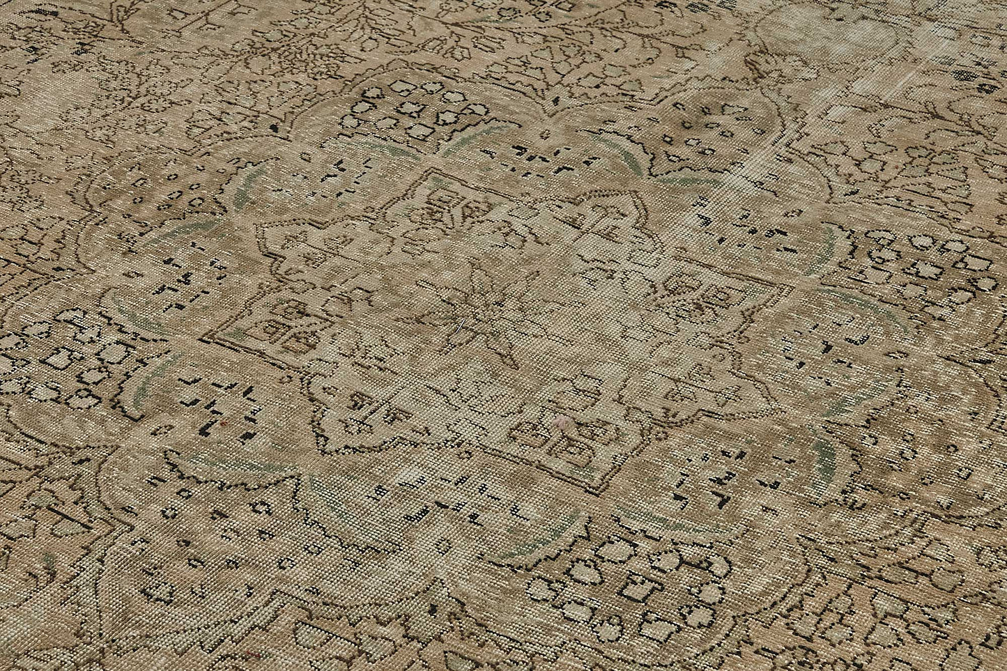 10x13 Beige Vintage Persian Tabriz Rug - 50245
