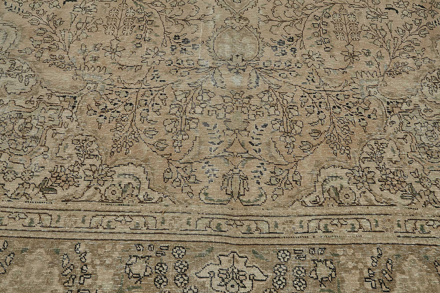 10x13 Beige Vintage Persian Tabriz Rug - 50245