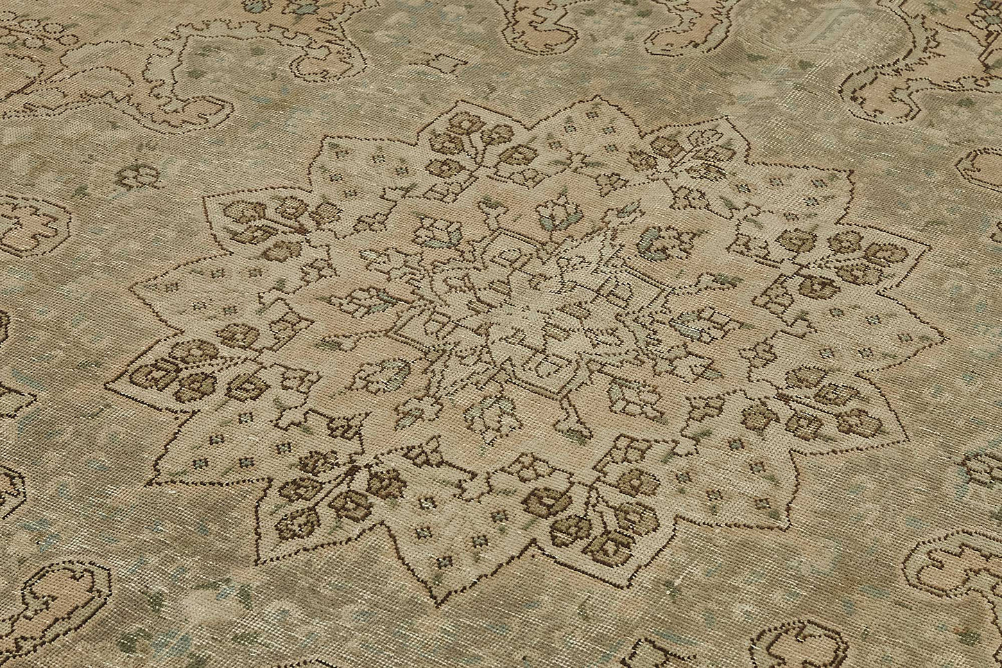 9x12 Beige Vintage Persian Tabriz Rug - 50246