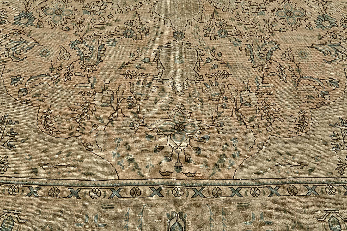 9x12 Beige Vintage Persian Tabriz Rug - 50246