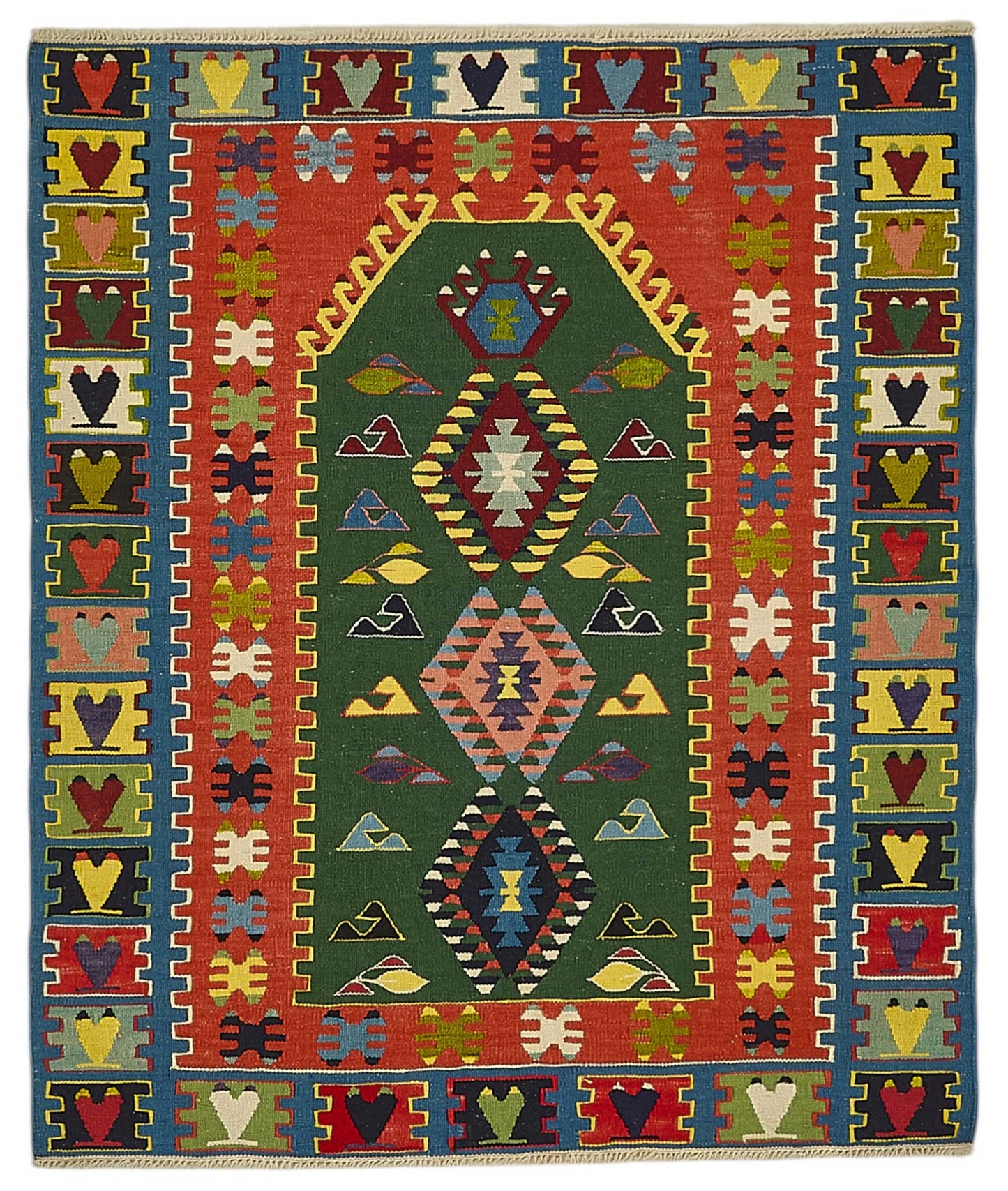 3x3 Handwoven Turkish Wool Kilim Rug - 50345