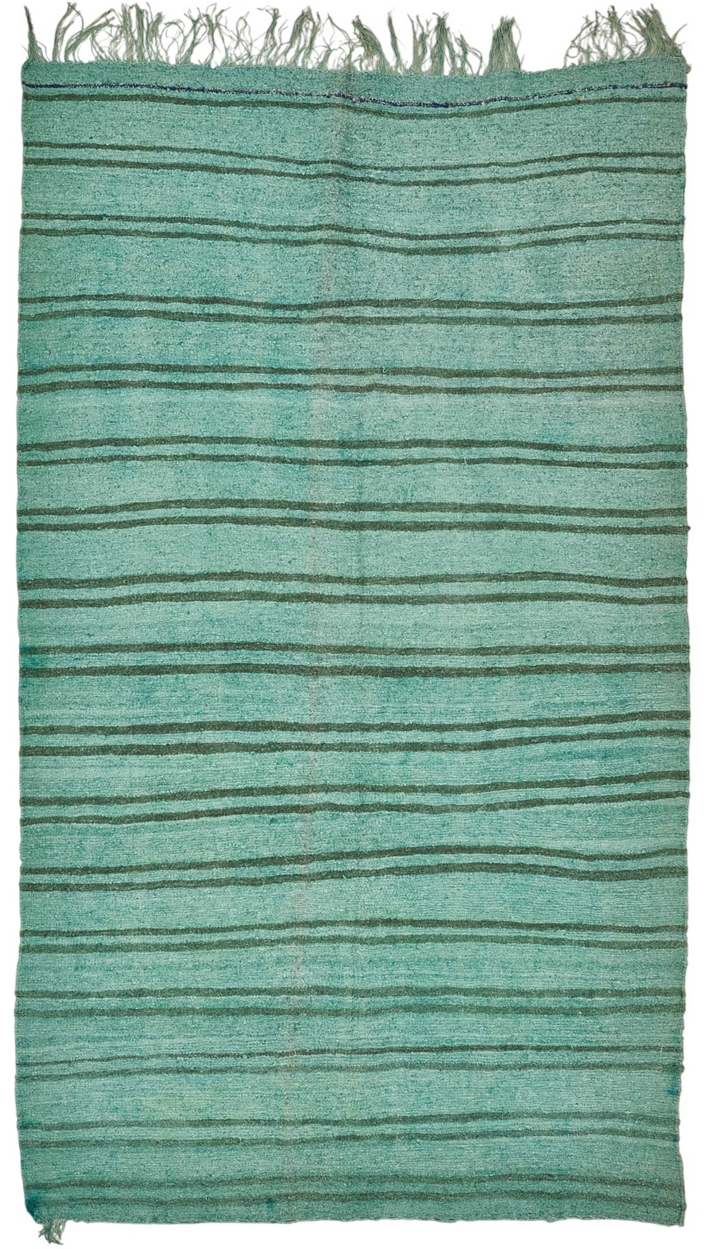 5x9 Turquoise Color Hemp Kilim Rug - 50458
