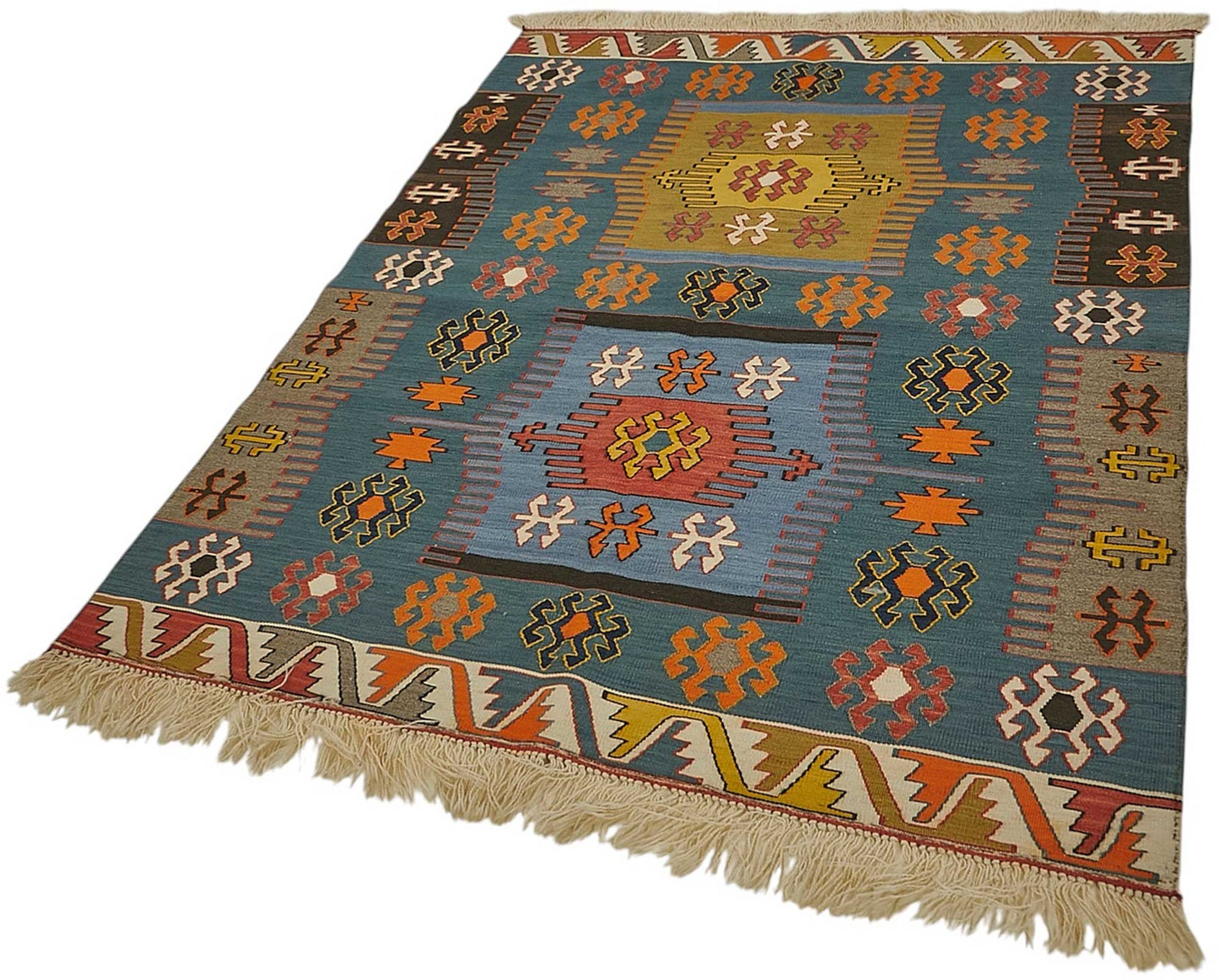 4x6 Handwoven Turkish Wool Kilim Rug - 50466