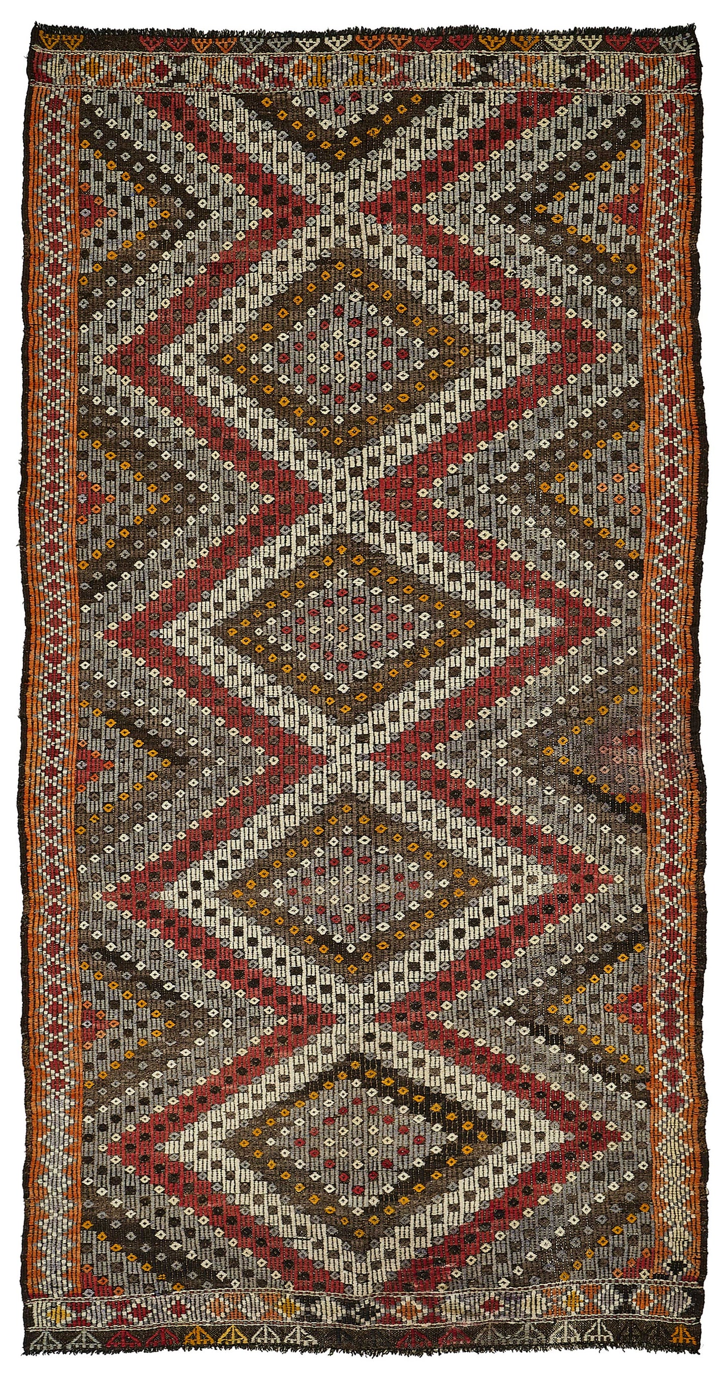 5x10 Orange Vintage Turkish Kilim Rug - 51217