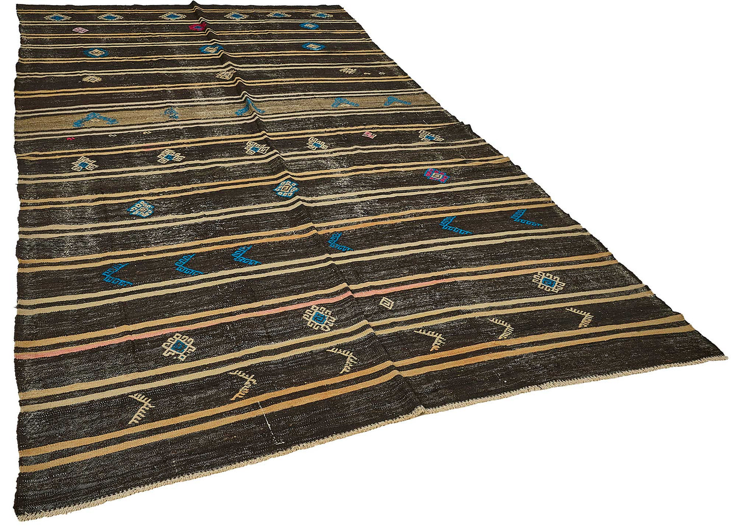 7x12 Vintage Turkish Goat Hair Kilim Rug - 51236