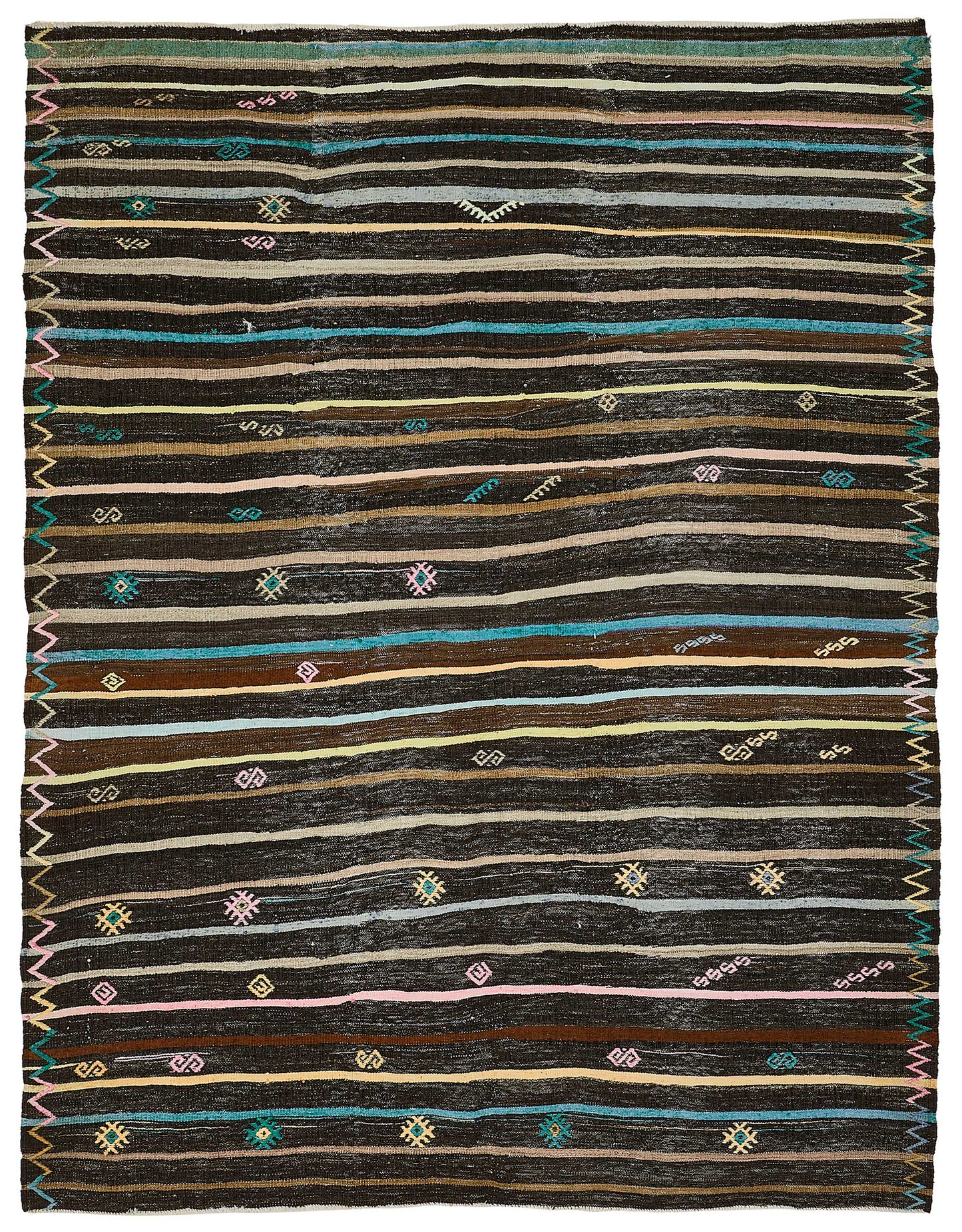 7x9 Vintage Turkish Goat Hair Kilim Rug - 51261