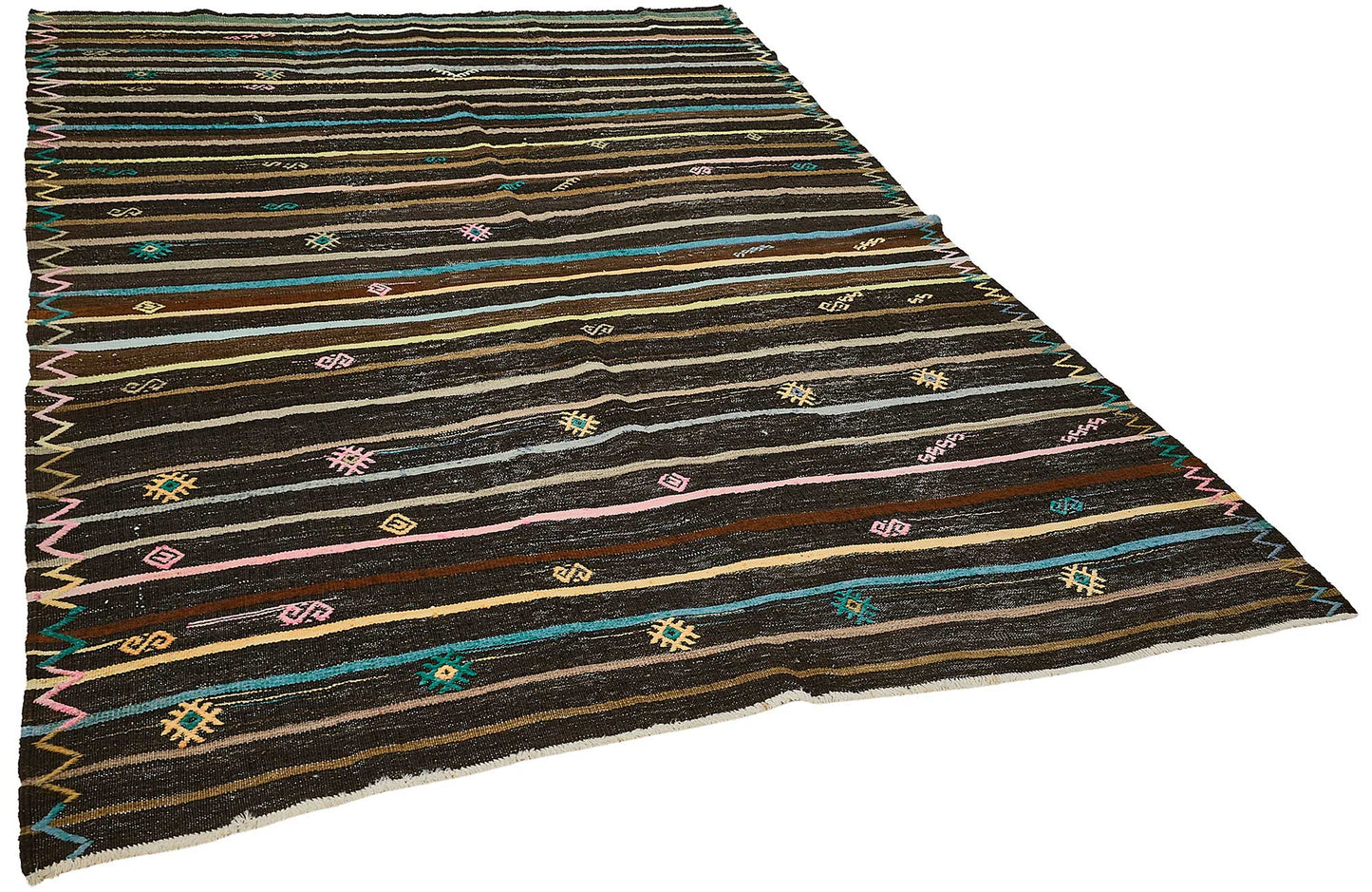 7x9 Vintage Turkish Goat Hair Kilim Rug - 51261