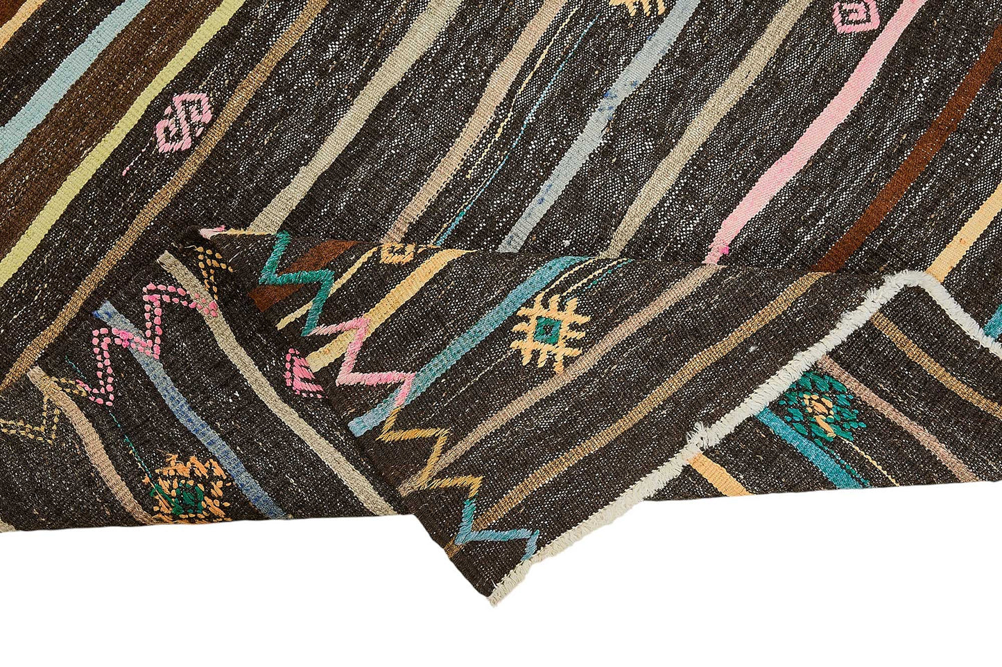 7x9 Vintage Turkish Goat Hair Kilim Rug - 51261