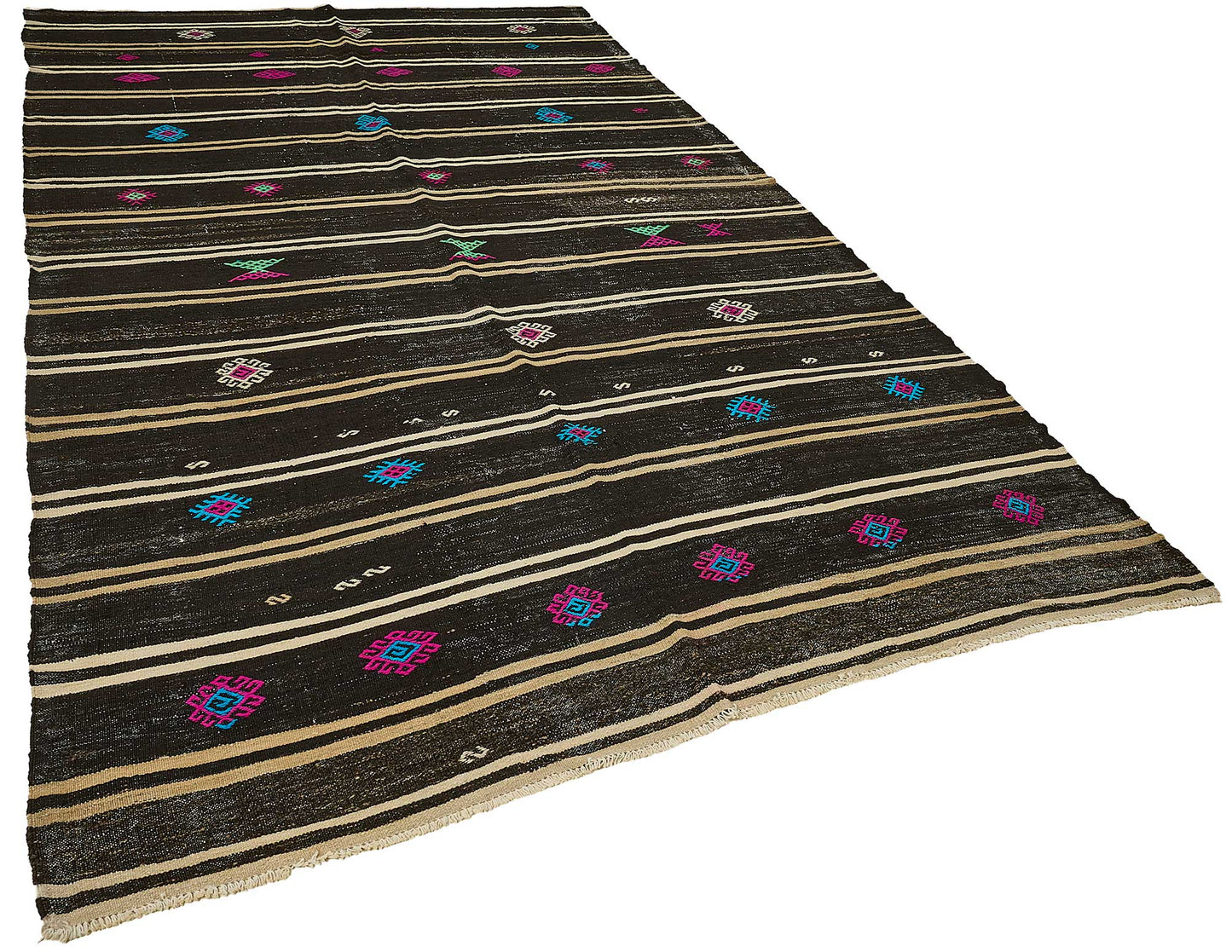 7x11 Vintage Turkish Goat Hair Kilim Rug - 51265