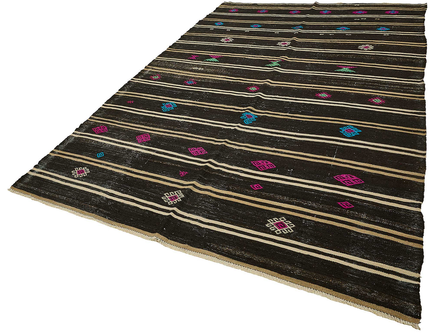 7x11 Vintage Turkish Goat Hair Kilim Rug - 51265